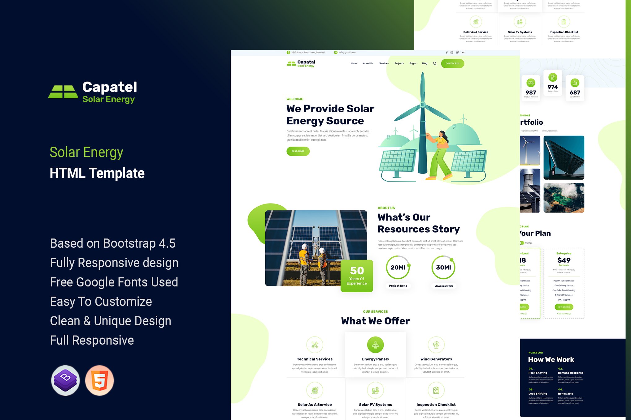 Imagen de portada de Capatel – Solar Energy HTML Template (plantilla web)