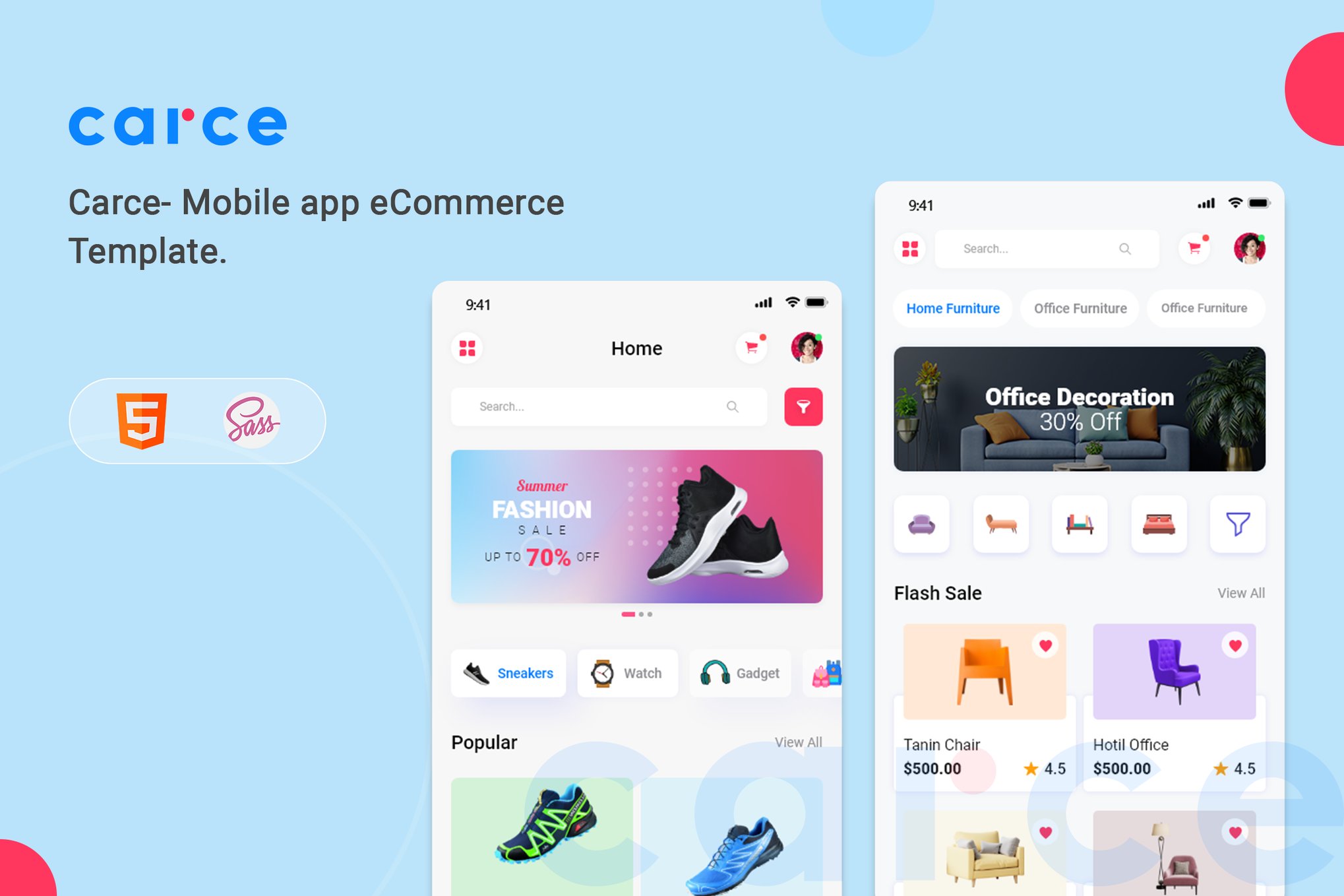 Imagen de portada de Carce - Mobile app eCommerce Template (plantilla web)