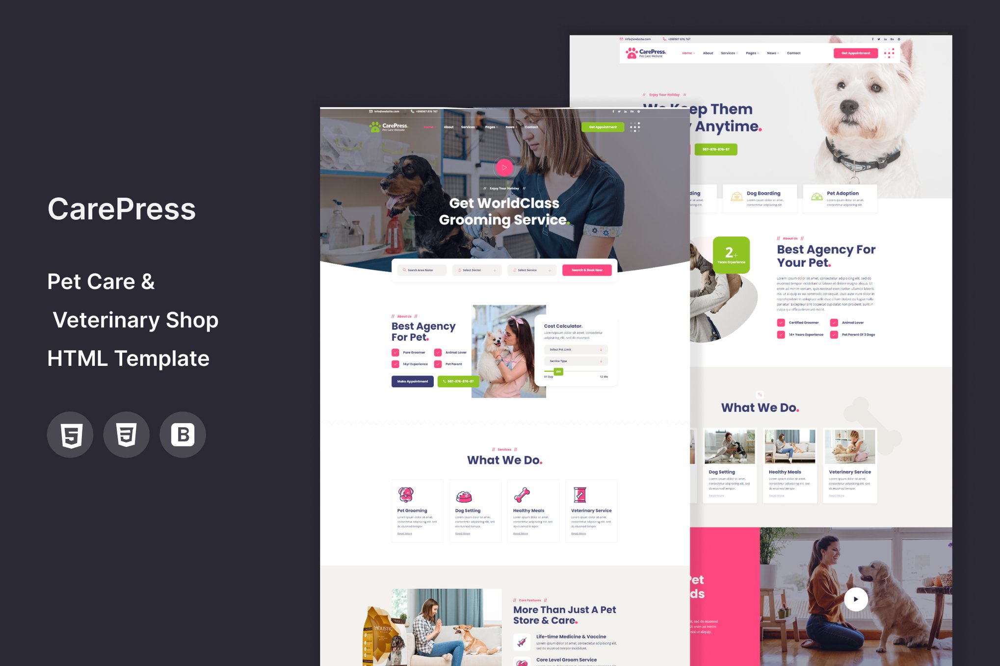 Imagen de portada de CarePress - Pet Care HTML Templa (plantilla web)