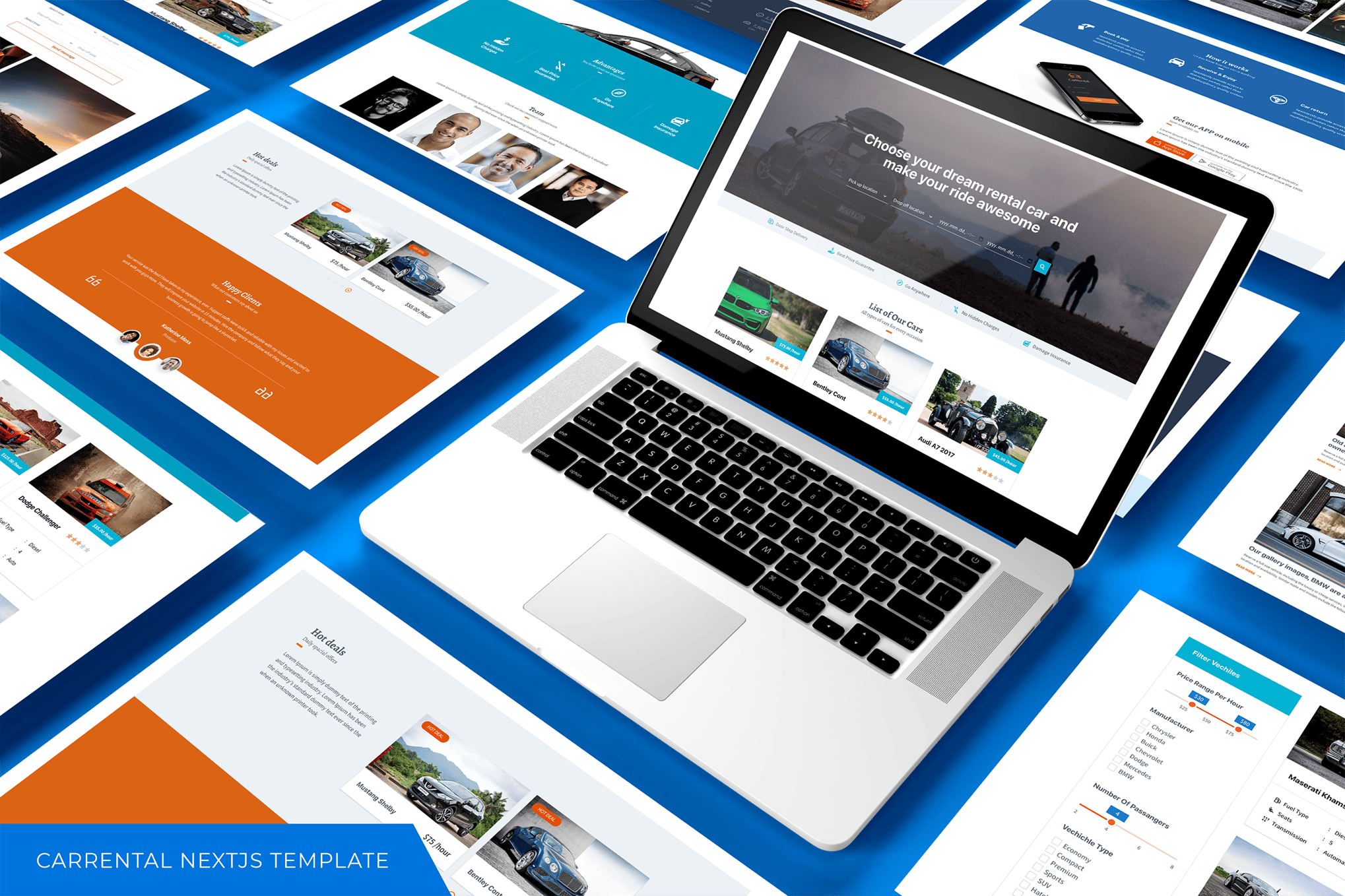 Imagen de portada de Carrental - Car Dealer And Booking Next.js Templa (plantilla web)