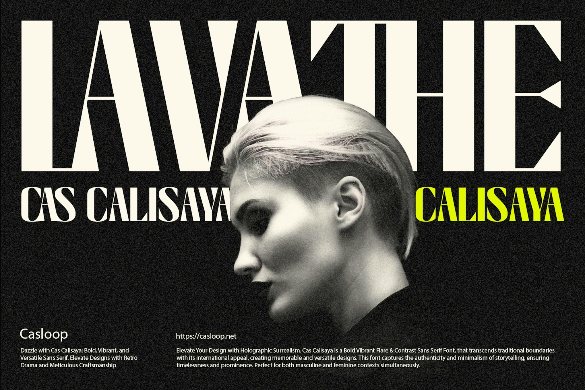 Imagen de portada de Cas Calisaya - Bold Vibrant Flare Type Contrast (fuente)