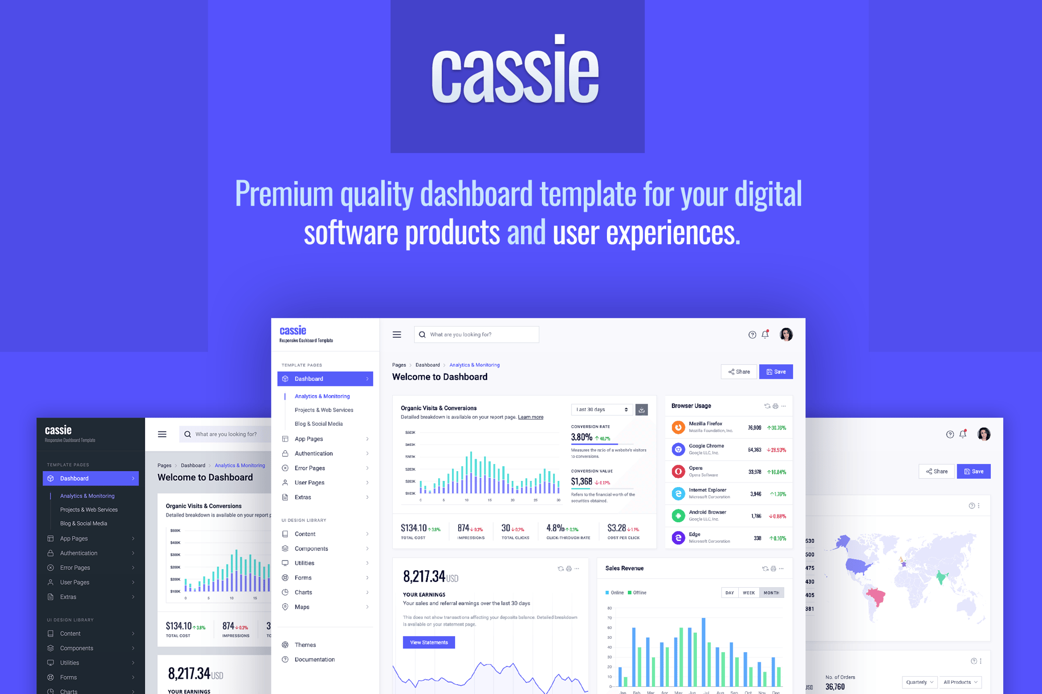 Imagen de portada de Cassie Responsive Bootstrap 4 Dashboard Template (plantilla web)
