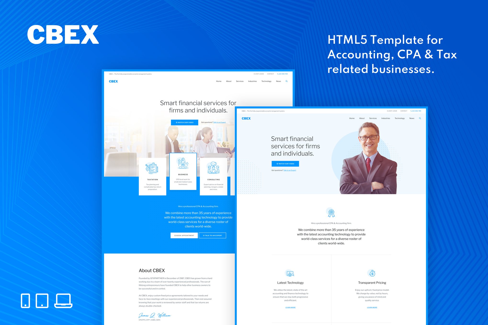 Imagen de portada de CBEX – Responsive CPA, Tax and Accounting HTML5 Te (plantilla web)