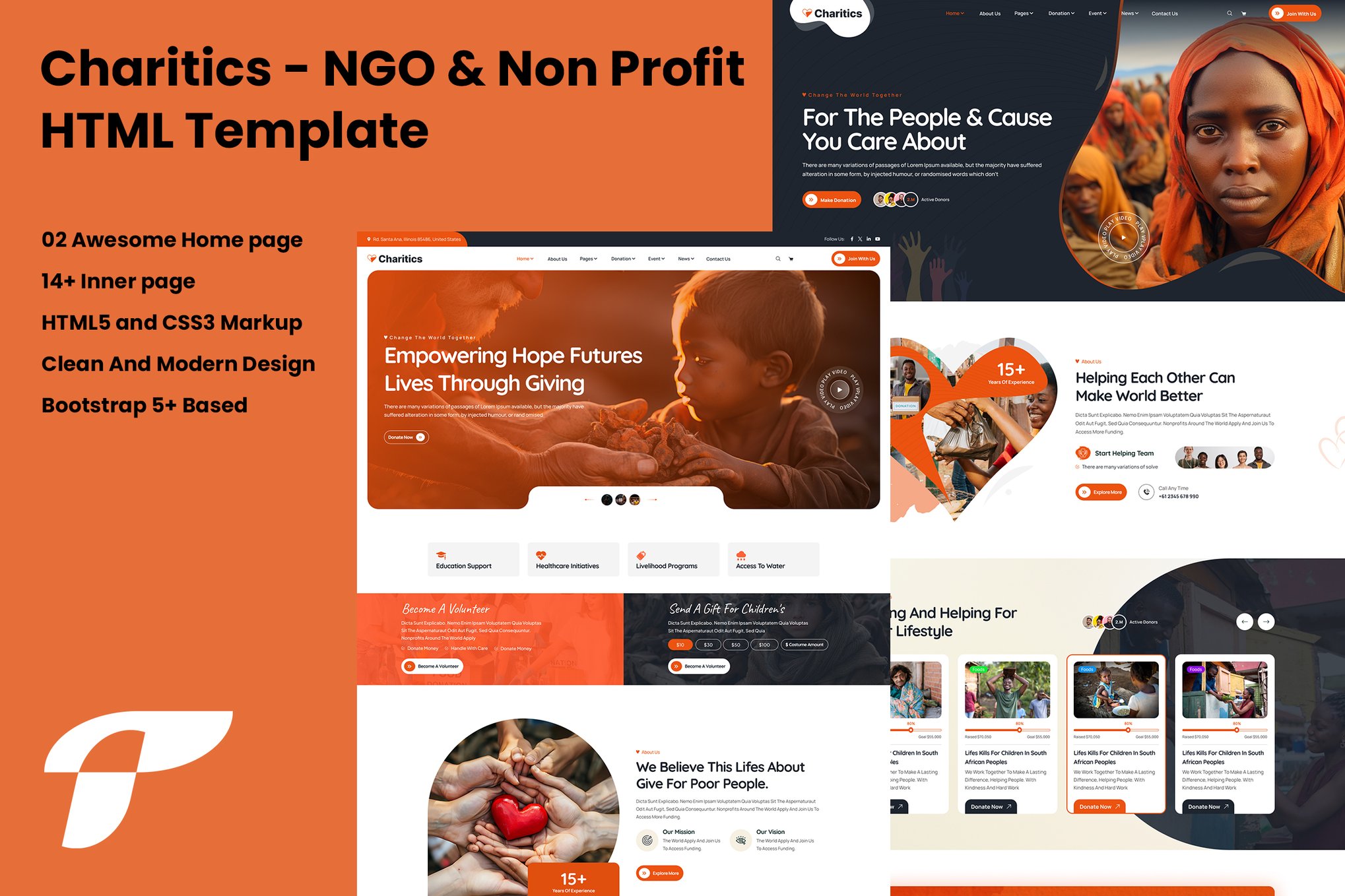 Imagen de portada de Charitics - NGO & Non Profit HTML Template (plantilla web)