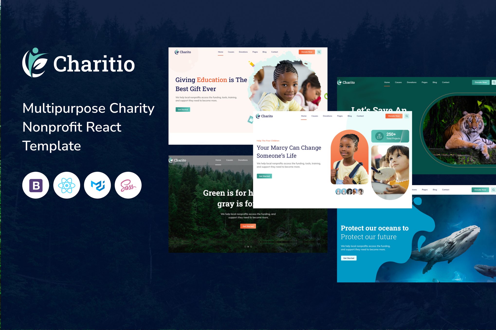 Imagen de portada de Charitio - Multipurpose Charity React Template (plantilla web)