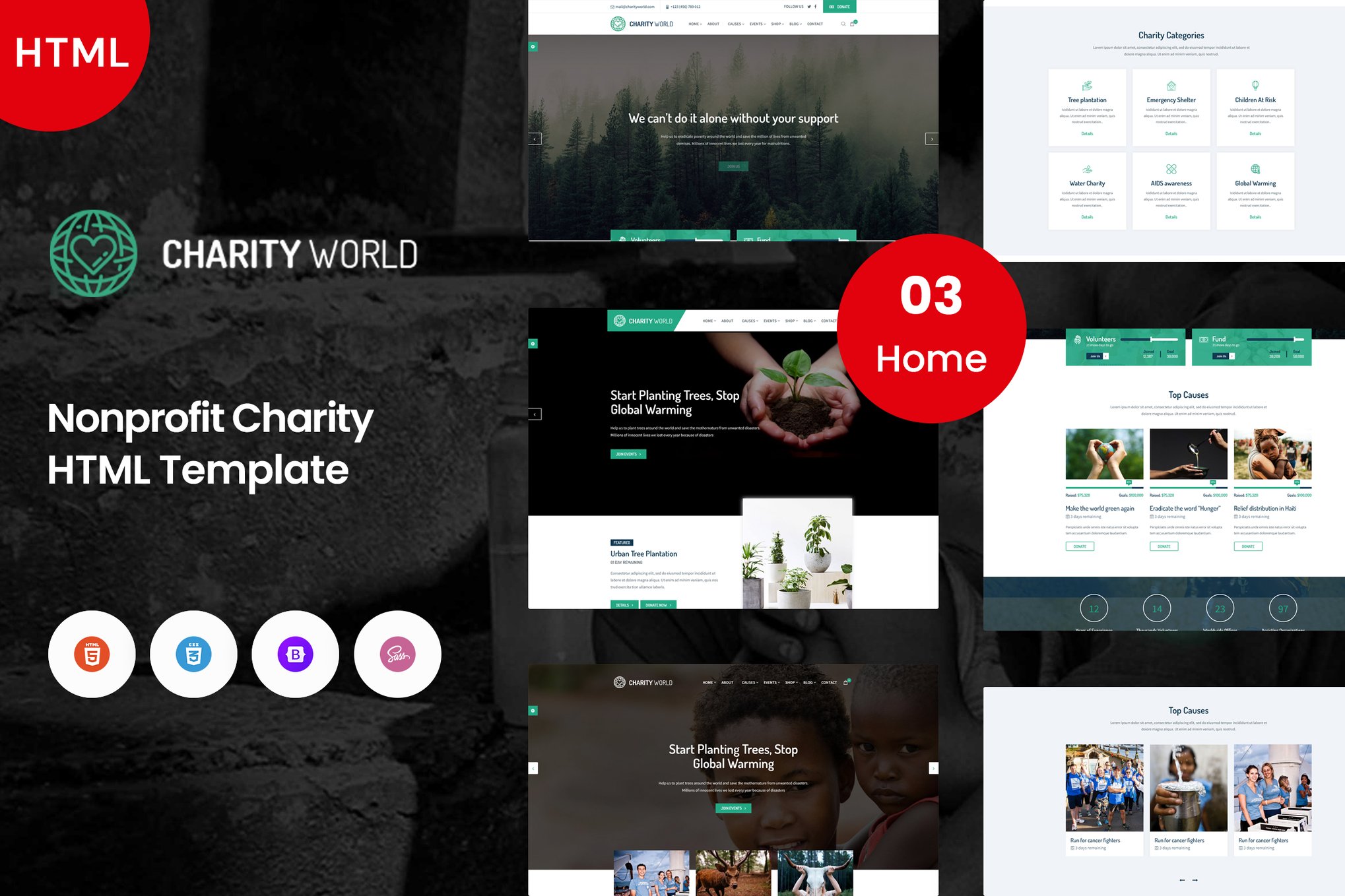 Imagen de portada de Charity World - Crowdfunding & Nonprofit (plantilla web)