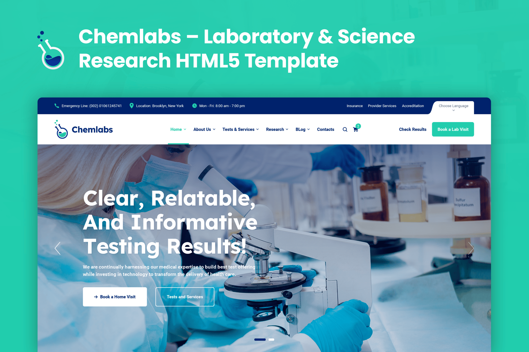 Imagen de portada de Chemlabs – Laboratory & Science HTML5 Template (plantilla web)