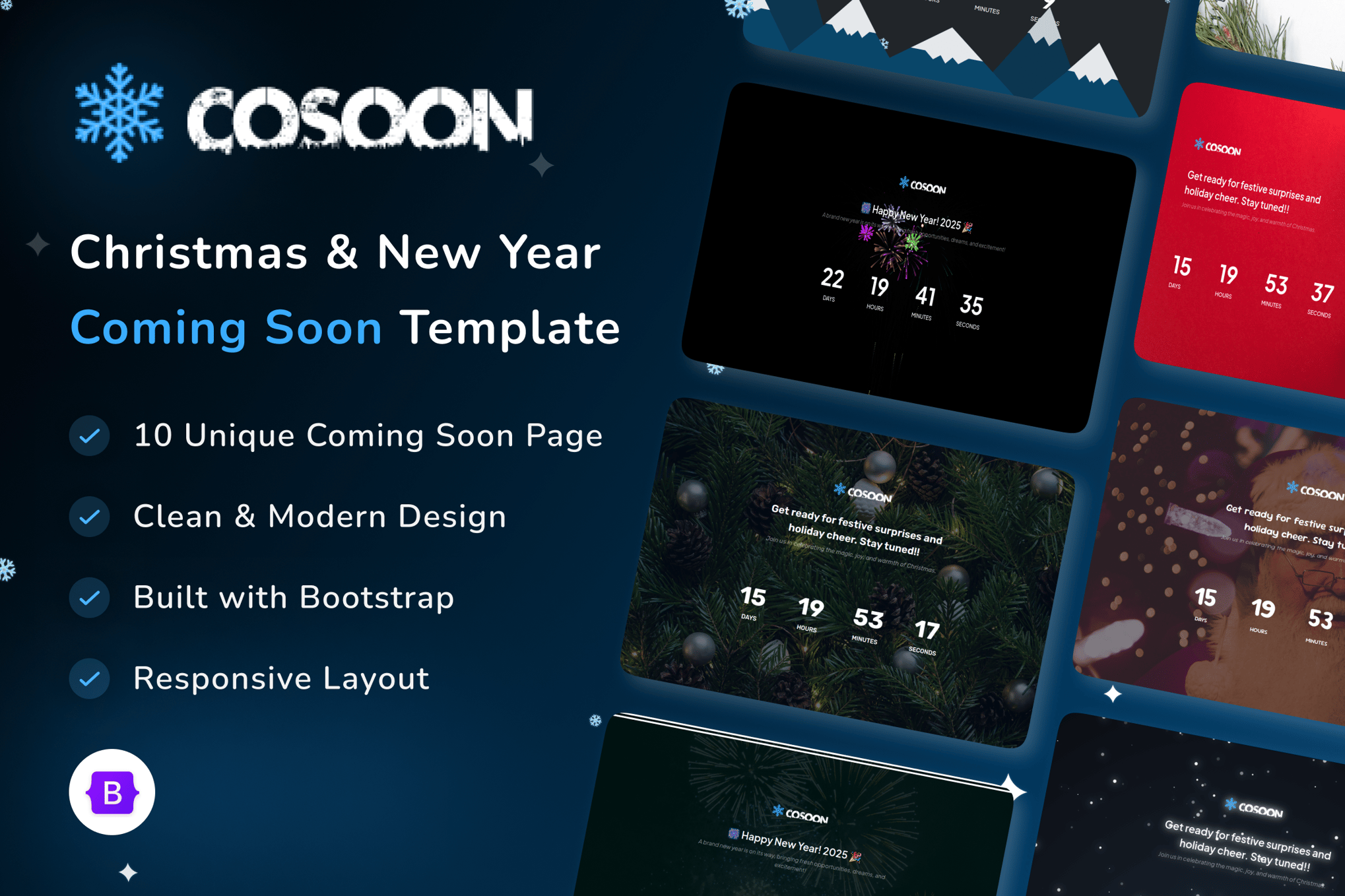Imagen de portada de Christmas & New Year Coming Soon Template - Cosoon (plantilla web)