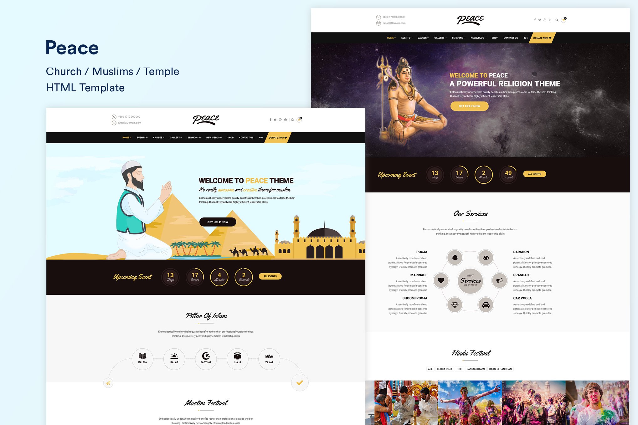 Imagen de portada de Church / Muslims / Temple HTML Template (plantilla web)