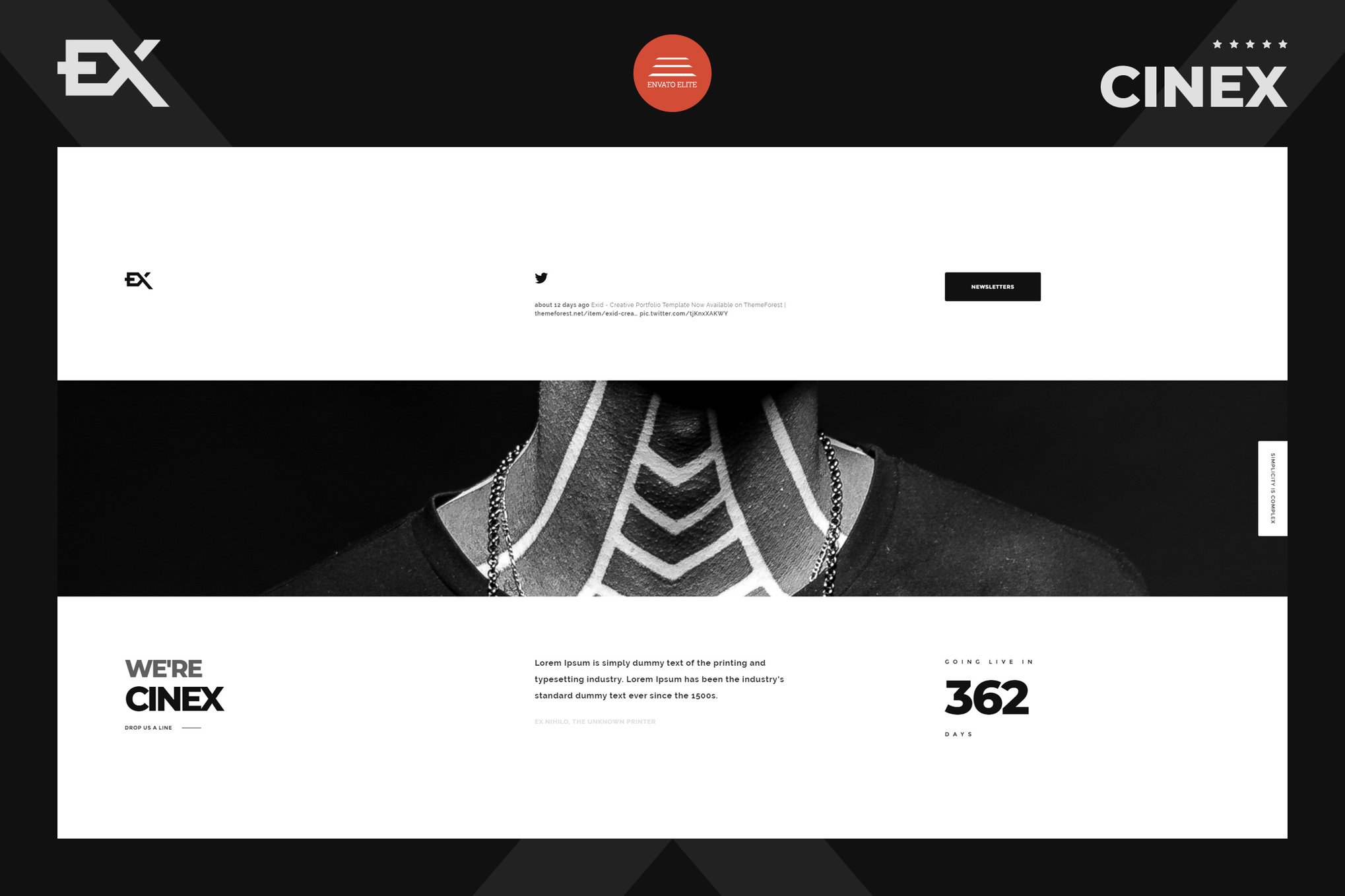 Imagen de portada de Cinex - Creative Coming Soon Template (plantilla web)