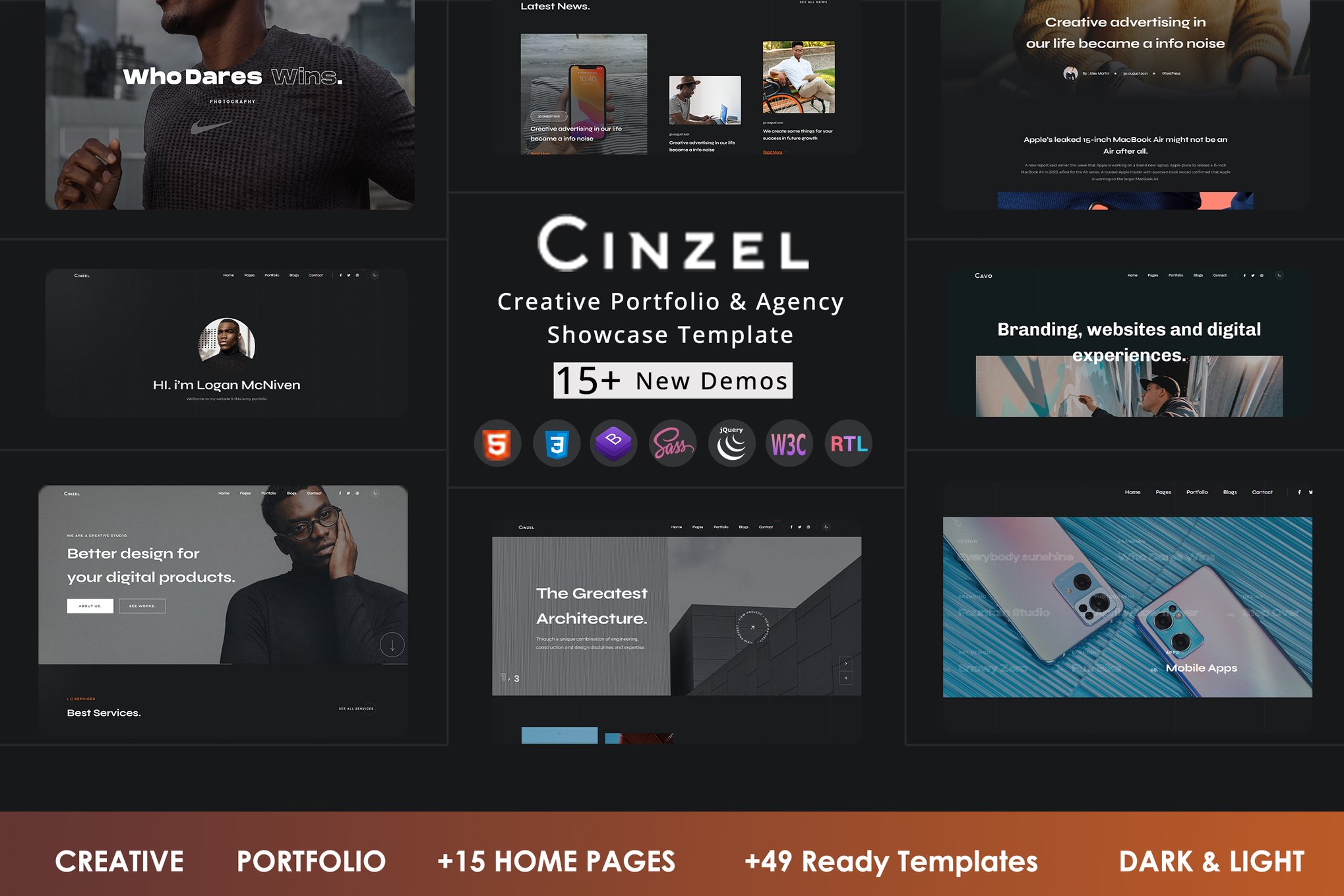 Imagen de portada de Cinzel - Creative Portfolio & Agency template (plantilla web)