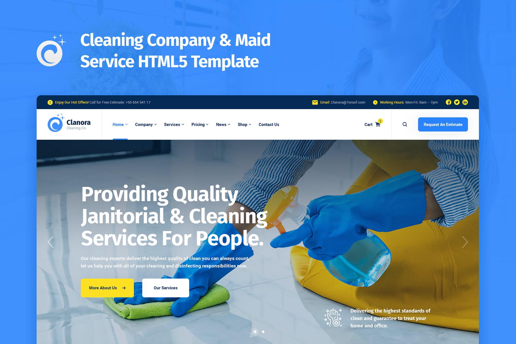 Imagen de portada de Clanora - Cleaning Services HTML5 Template (plantilla web)