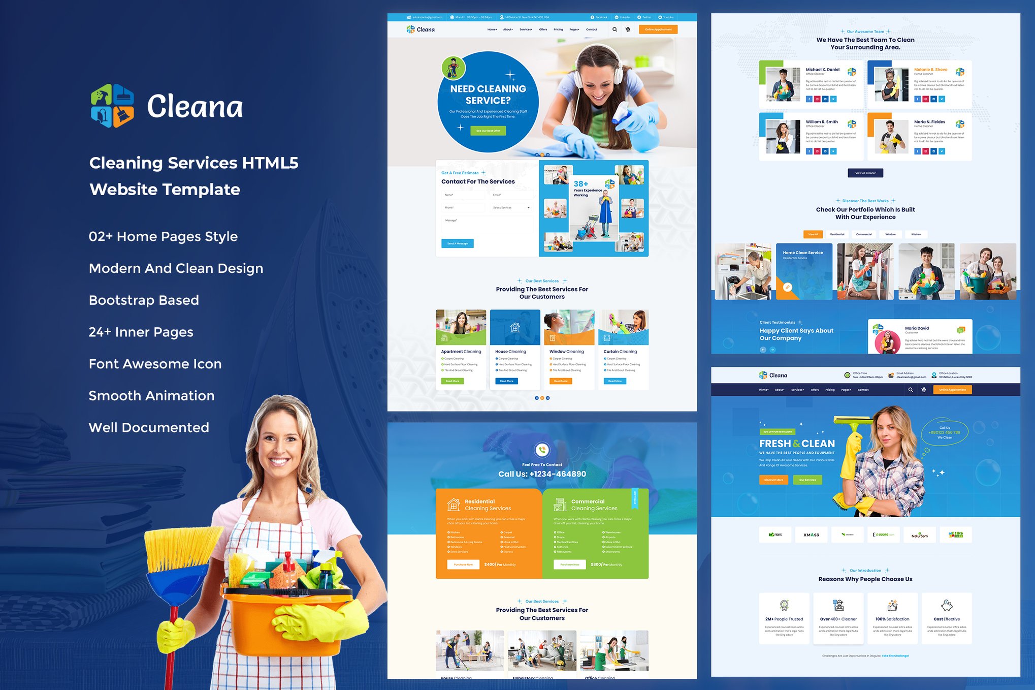 Imagen de portada de Cleana - Cleaning Services HTML5 Website Template (plantilla web)