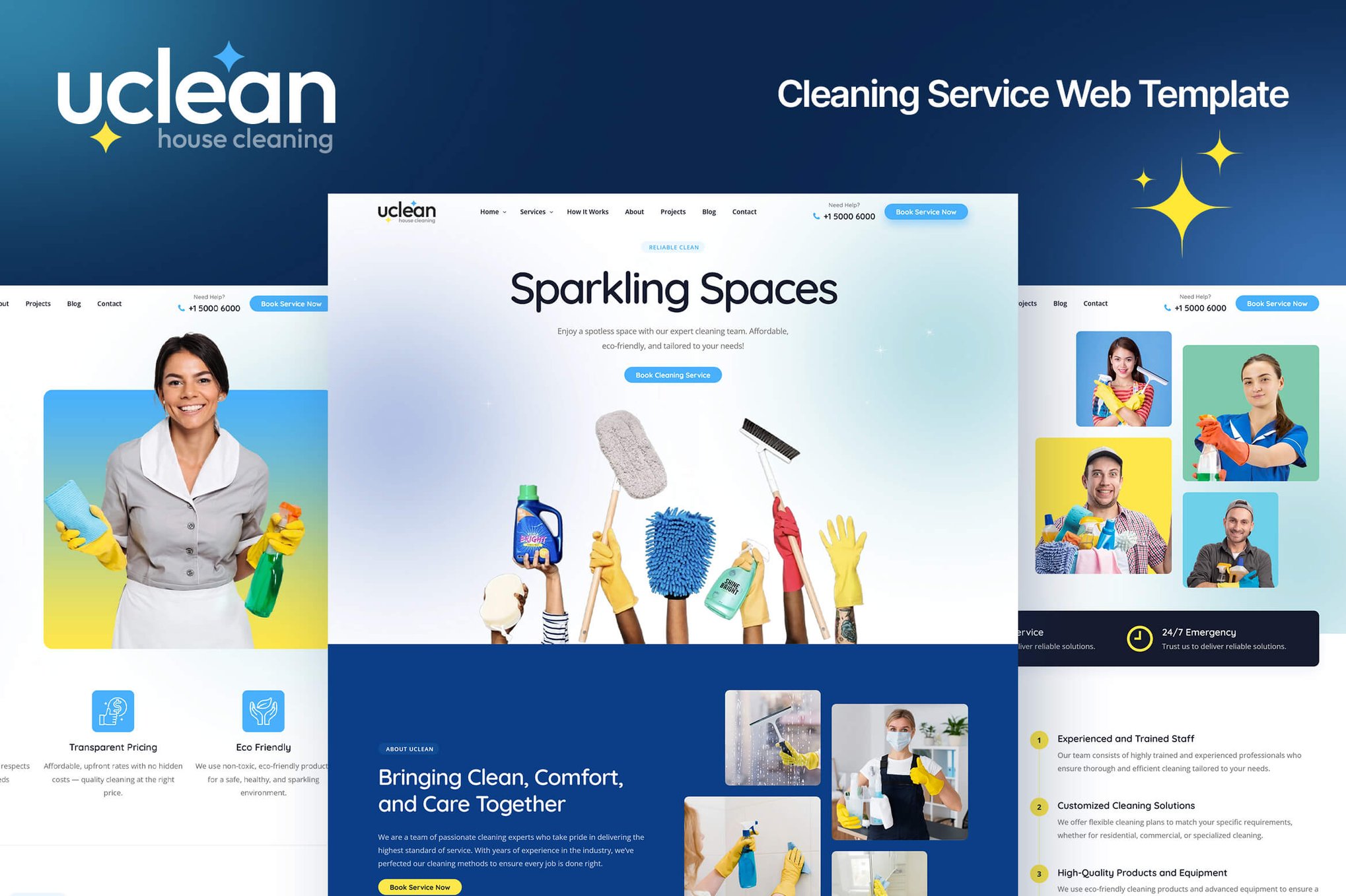 Imagen de portada de Cleaning Service Website Template - Uclean (plantilla web)