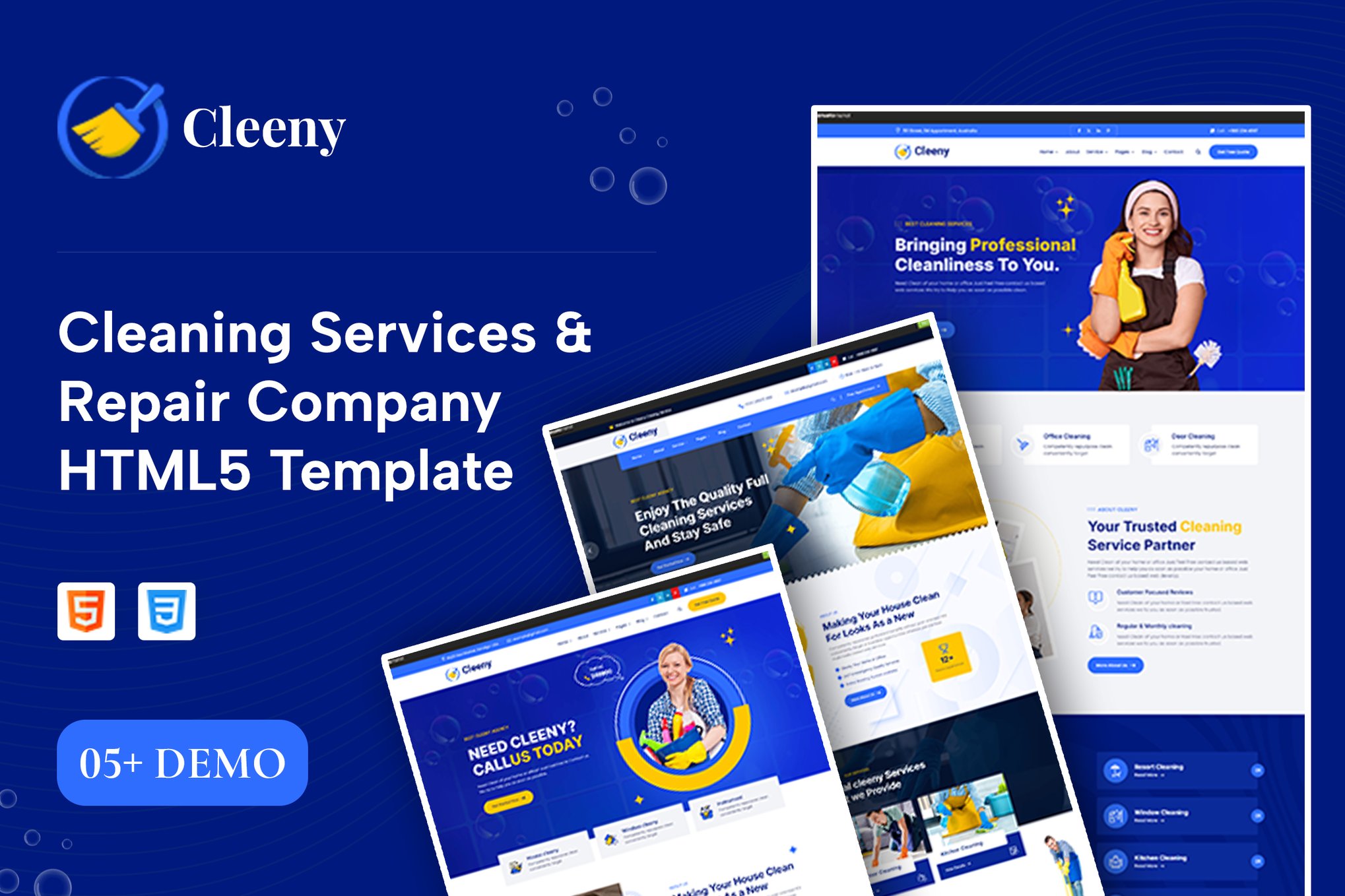 Imagen de portada de Cleaning Services & Repair Company HTML5 Template (plantilla web)