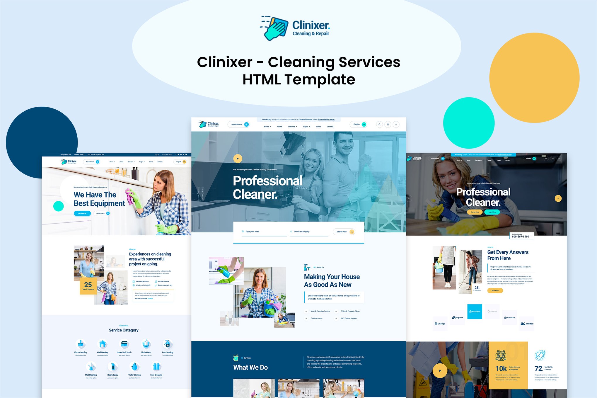 Imagen de portada de Cleanixer - Cleaning Services HTML5 Template (plantilla web)