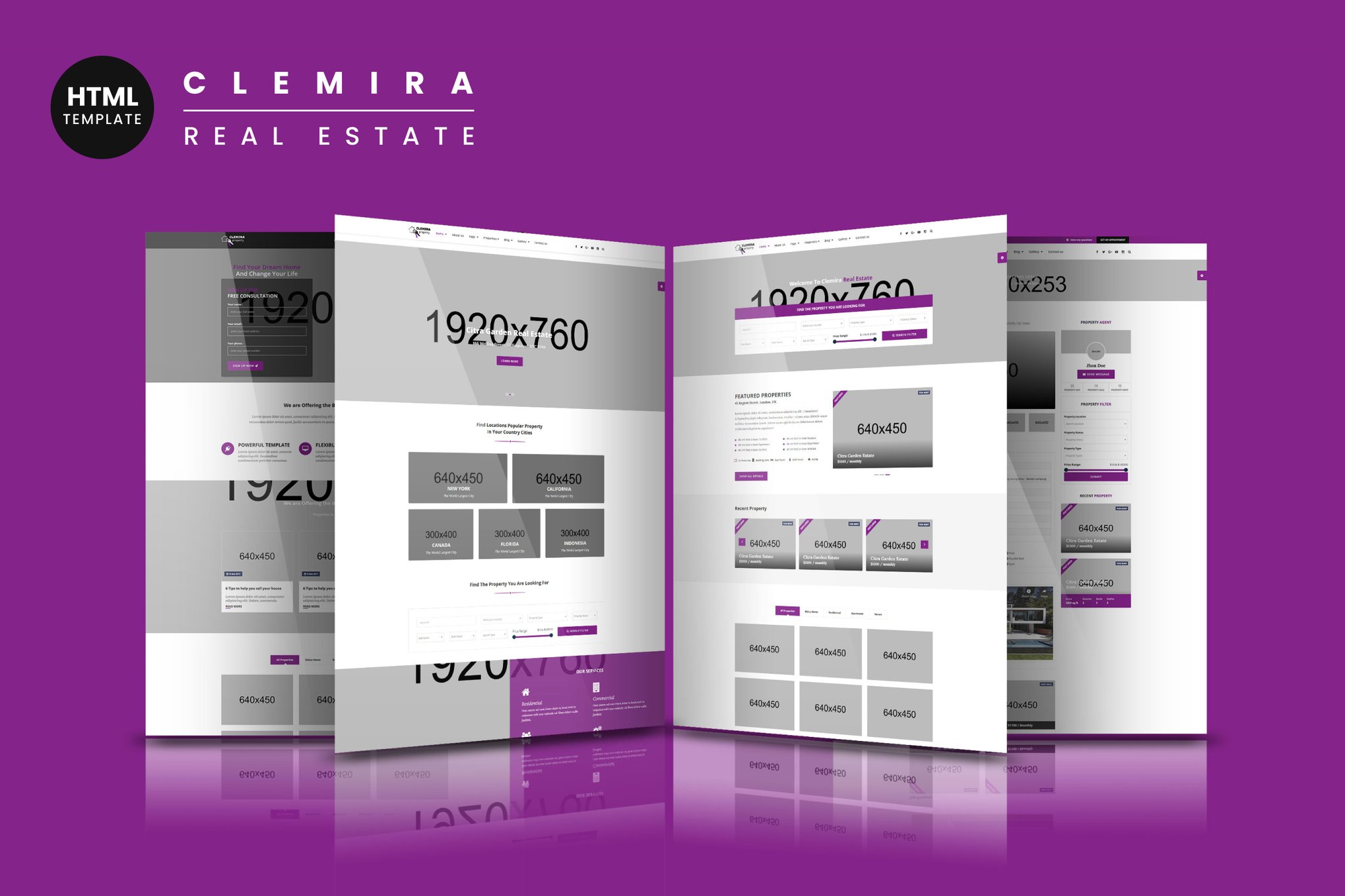 Imagen de portada de Clemira - Responsive Real Estate HTML Template (plantilla web)