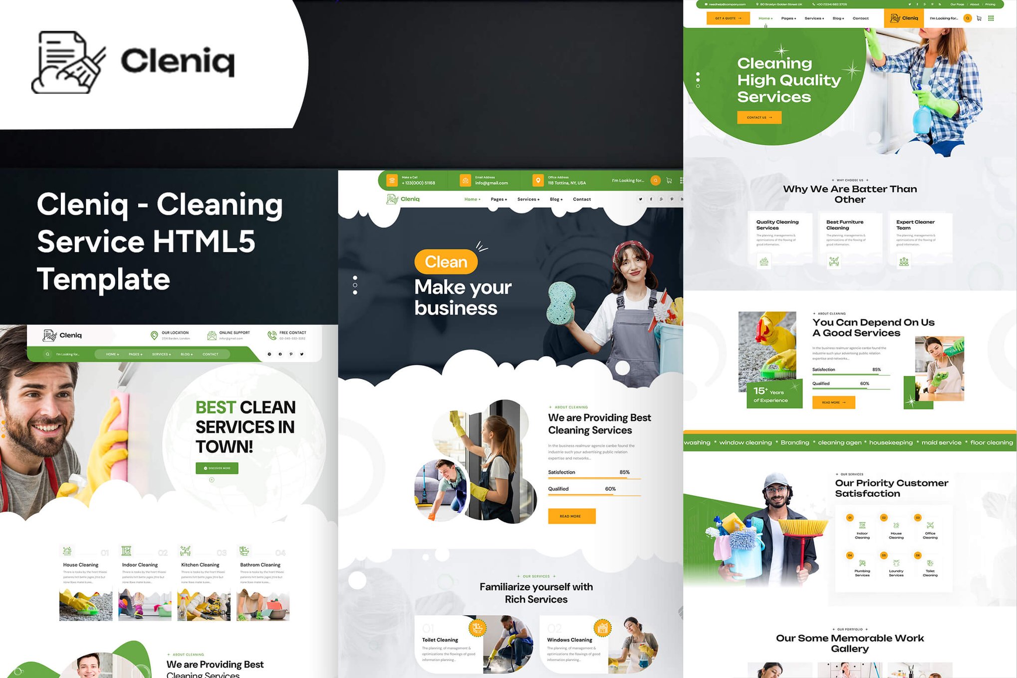 Imagen de portada de Cleniq - Cleaning Service HTML5 Template (plantilla web)