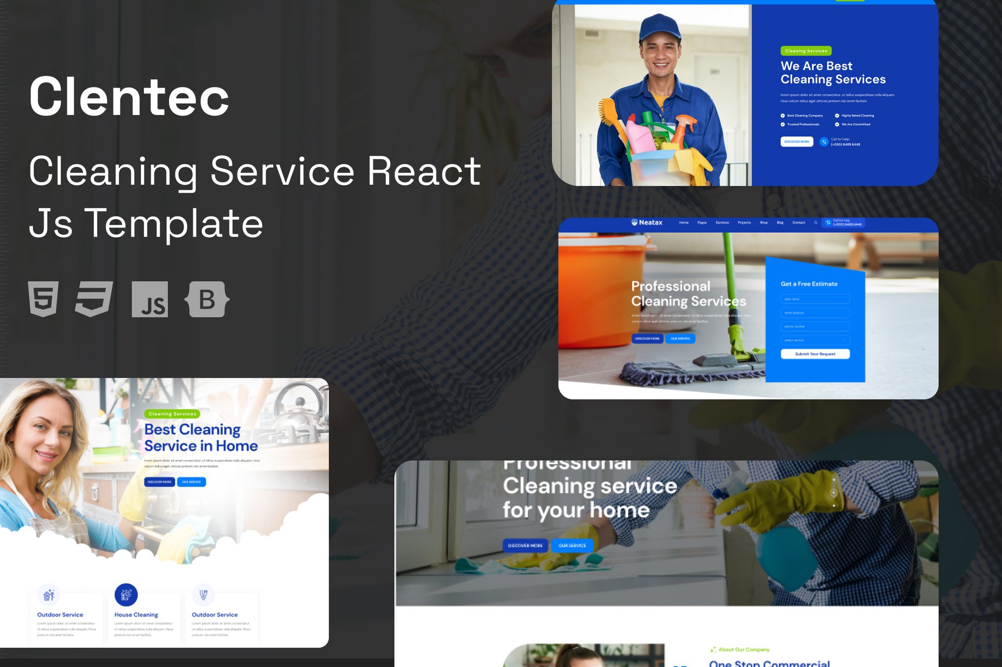Imagen de portada de Clentac – Cleaning Services React JS Template (plantilla web)