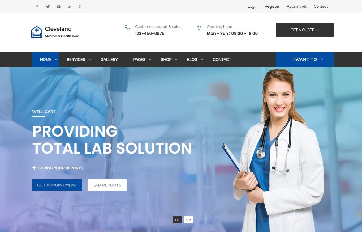 Imagen de portada de Cleveland - Responsive Hospital, Health And Medica (plantilla web)