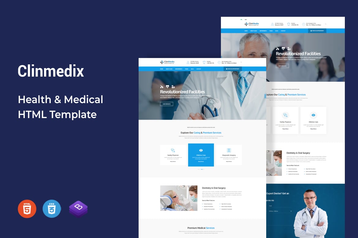 Imagen de portada de Clinmedix - Health & Medical HTML Template (plantilla web)