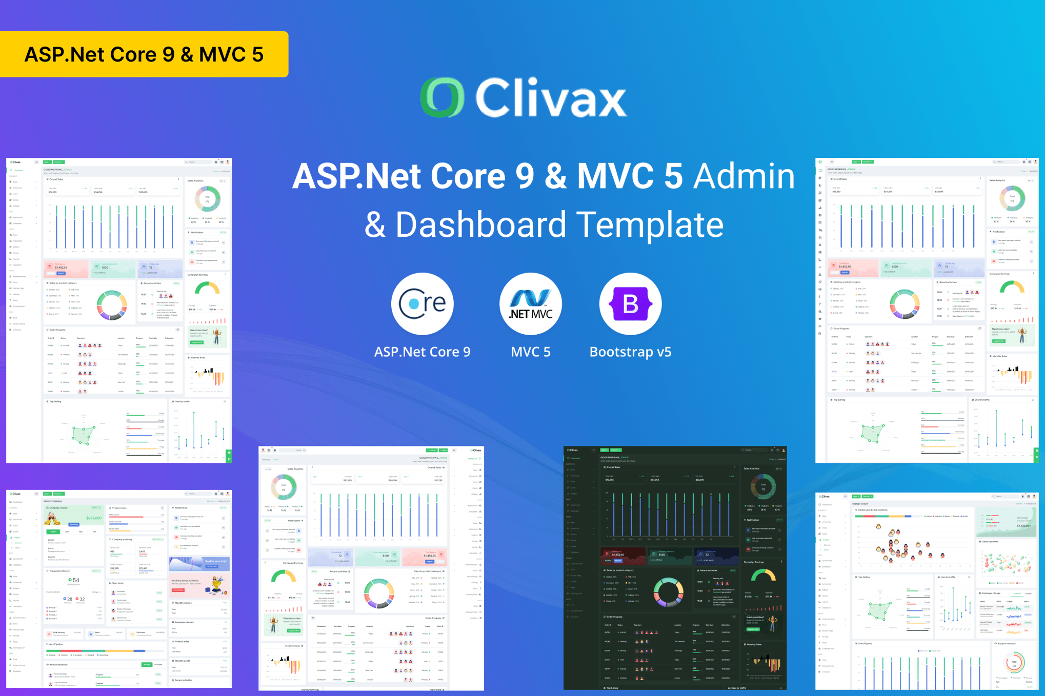 Imagen de portada de Clivax - ASP.Net & MVC Admin & Dashboard Template (plantilla web)