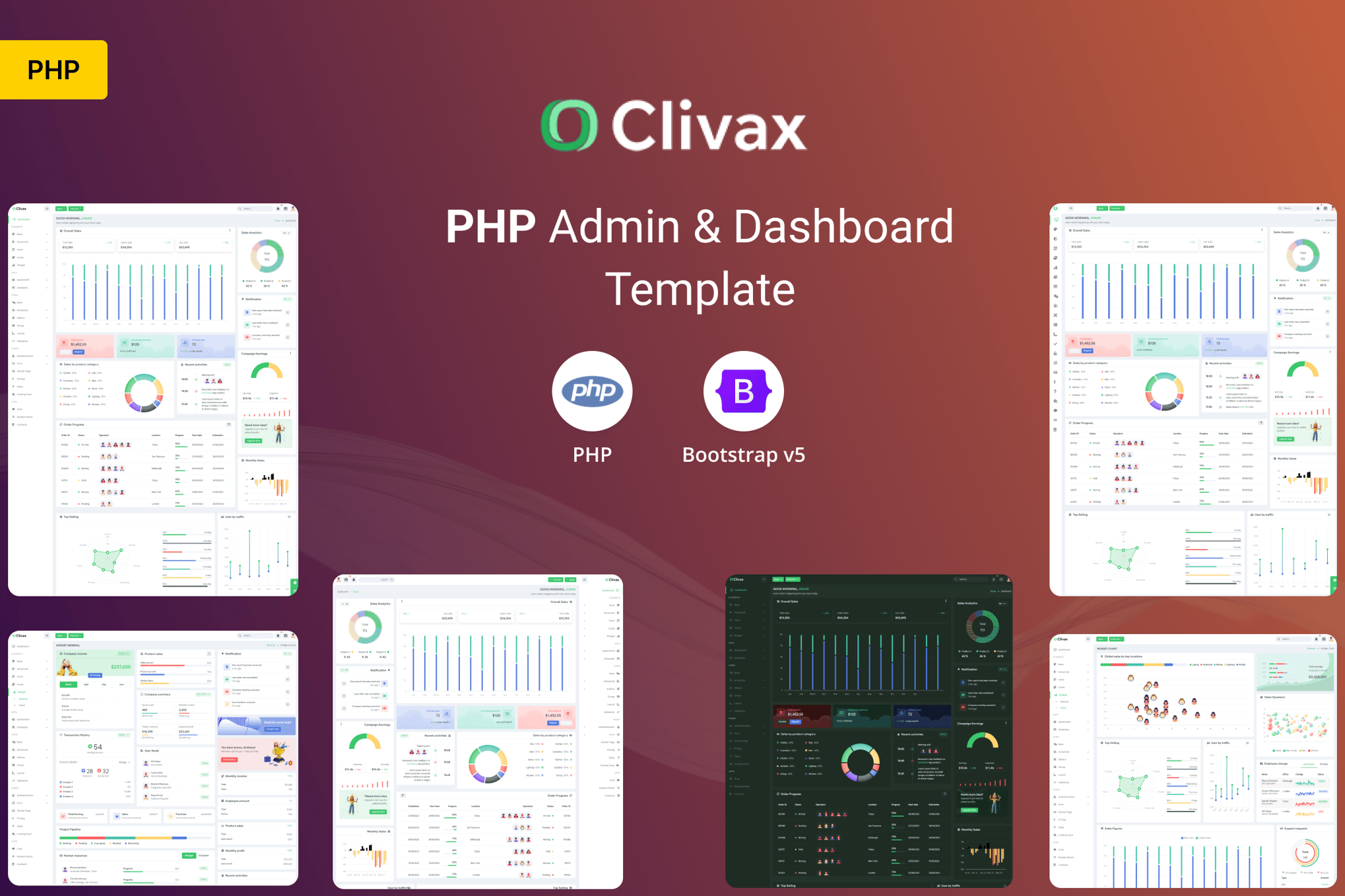 Imagen de portada de Clivax - PHP Admin & Dashboard Template (plantilla web)