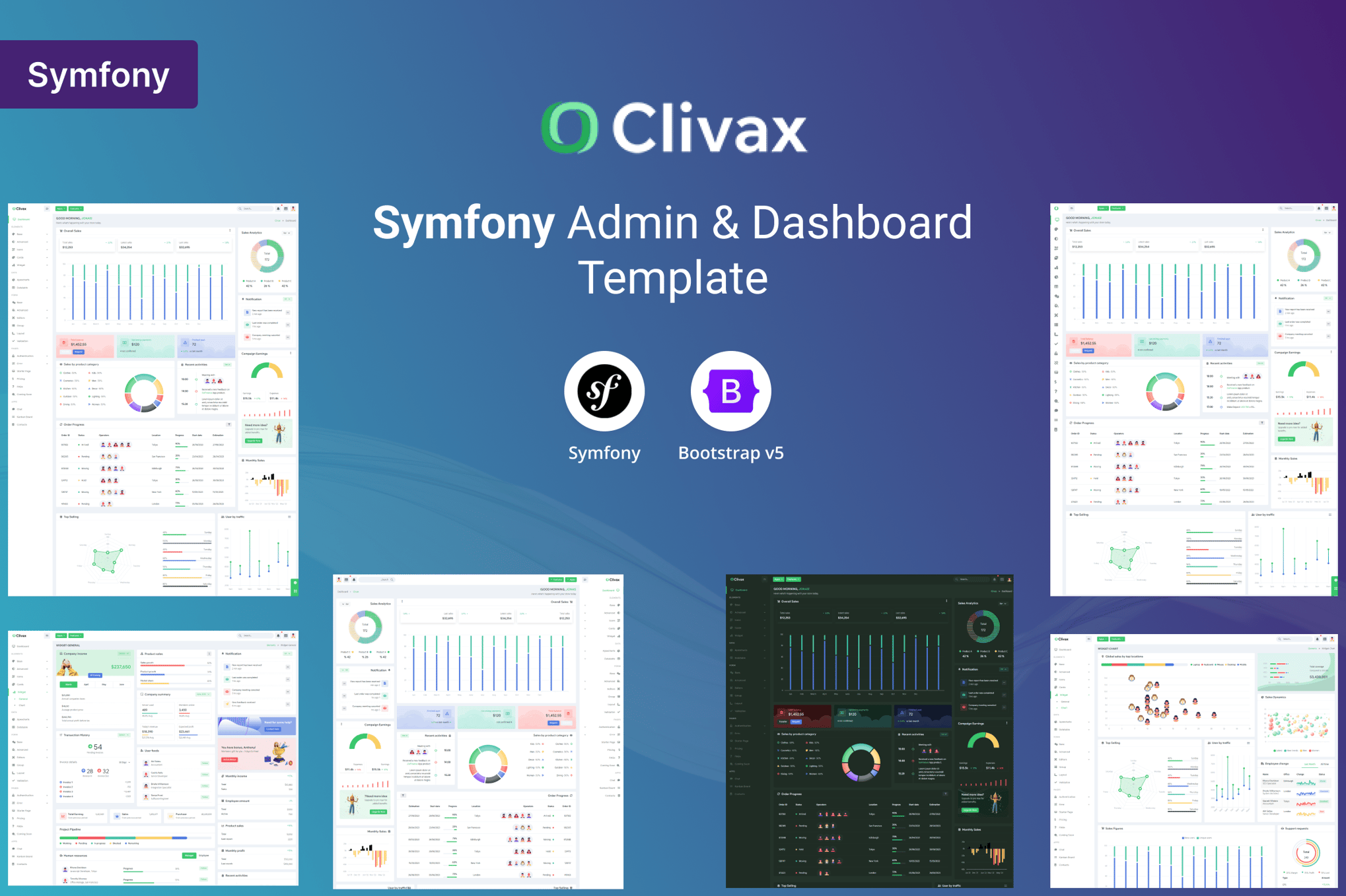 Imagen de portada de Clivax - Symfony Admin & Dashboard Template (plantilla web)