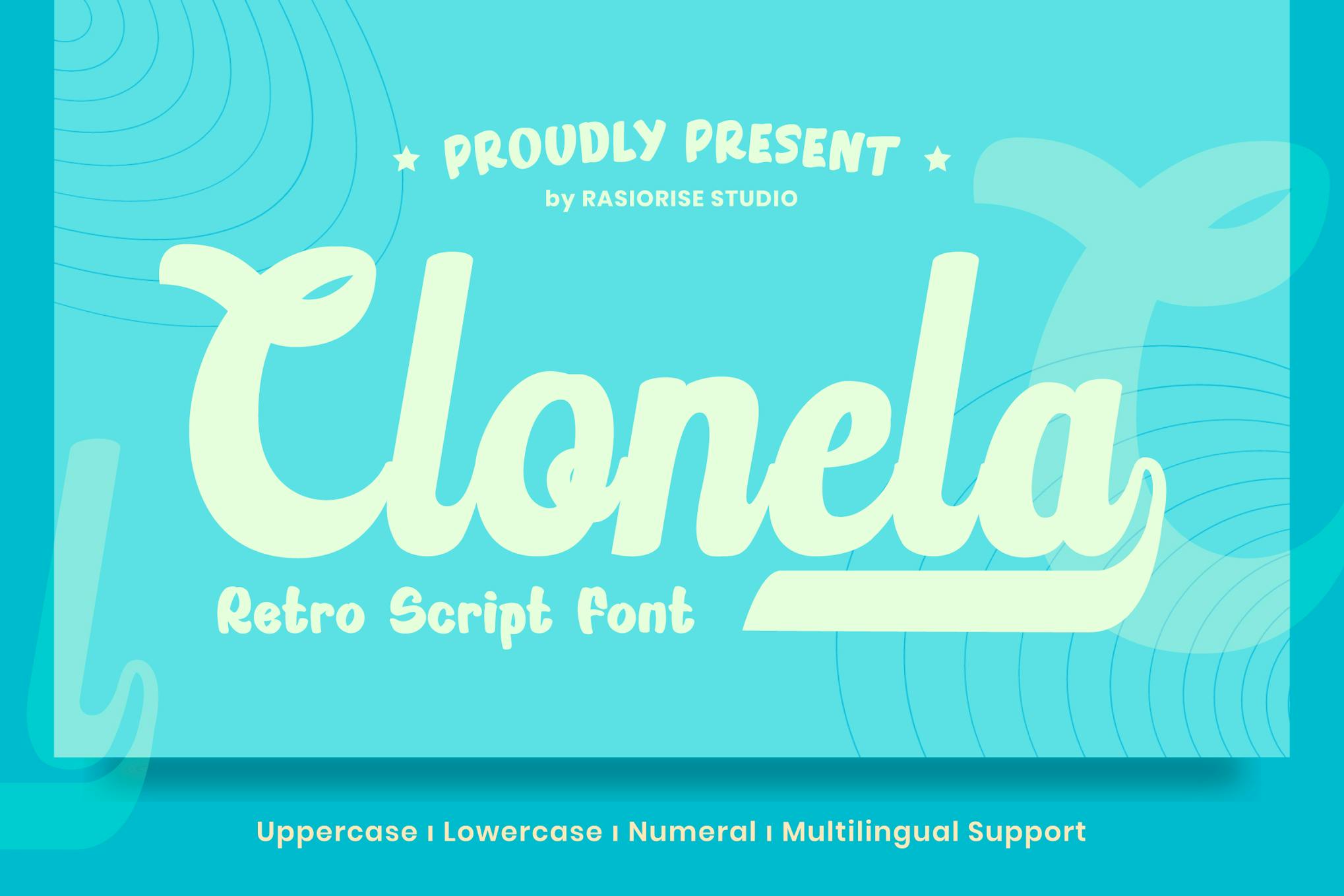 Imagen de portada de Clonela - Retro Script Font (fuente)
