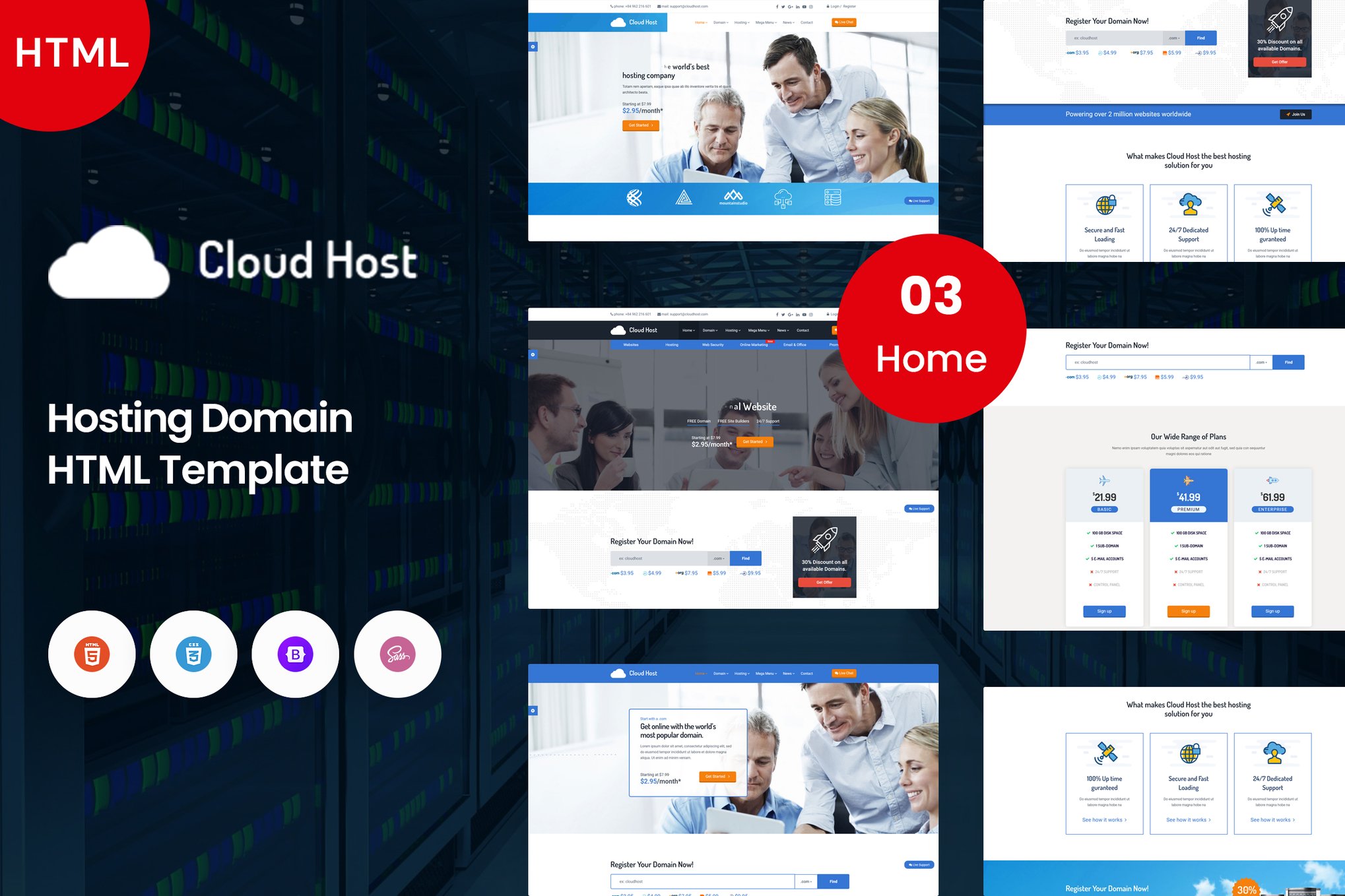 Imagen de portada de Cloud Host - Hosting Domain Template (plantilla web)