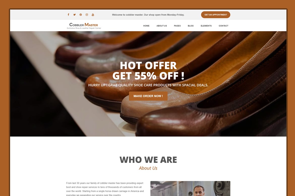 Imagen de portada de Cobbler Master-Shoe Repair and Leather Service (plantilla web)