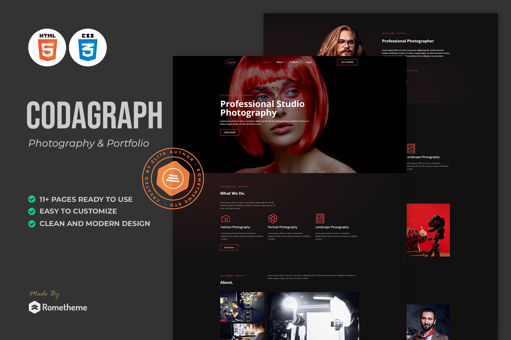 Imagen de portada de Codagraph - Photography & Portfolio HTML Template (plantilla web)
