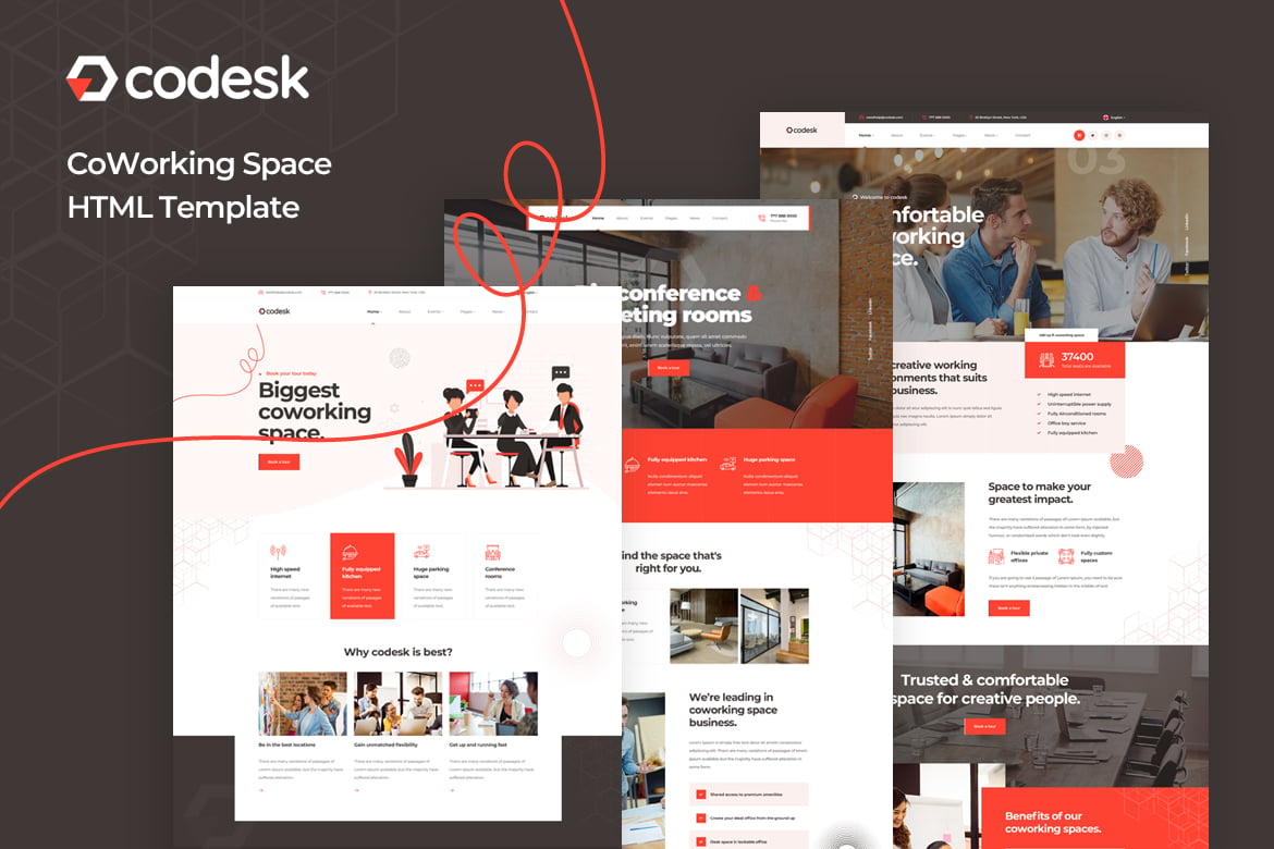 Imagen de portada de Codesk - Coworking Space HTML Template (plantilla web)