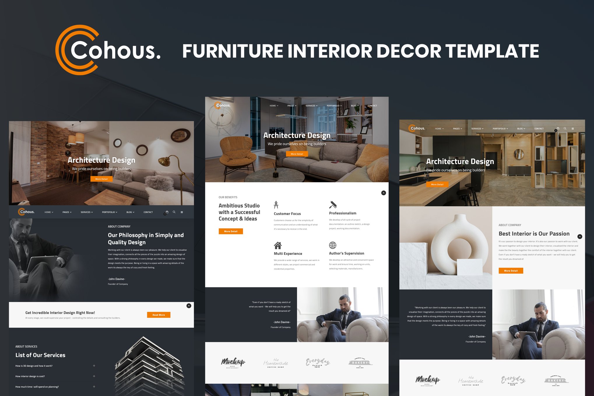 Imagen de portada de Cohous - Interior Design Template (plantilla web)