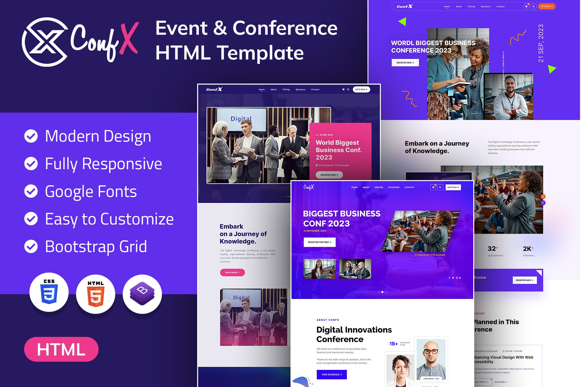 Imagen de portada de ConfX | Event & Conference HTML Template (plantilla web)