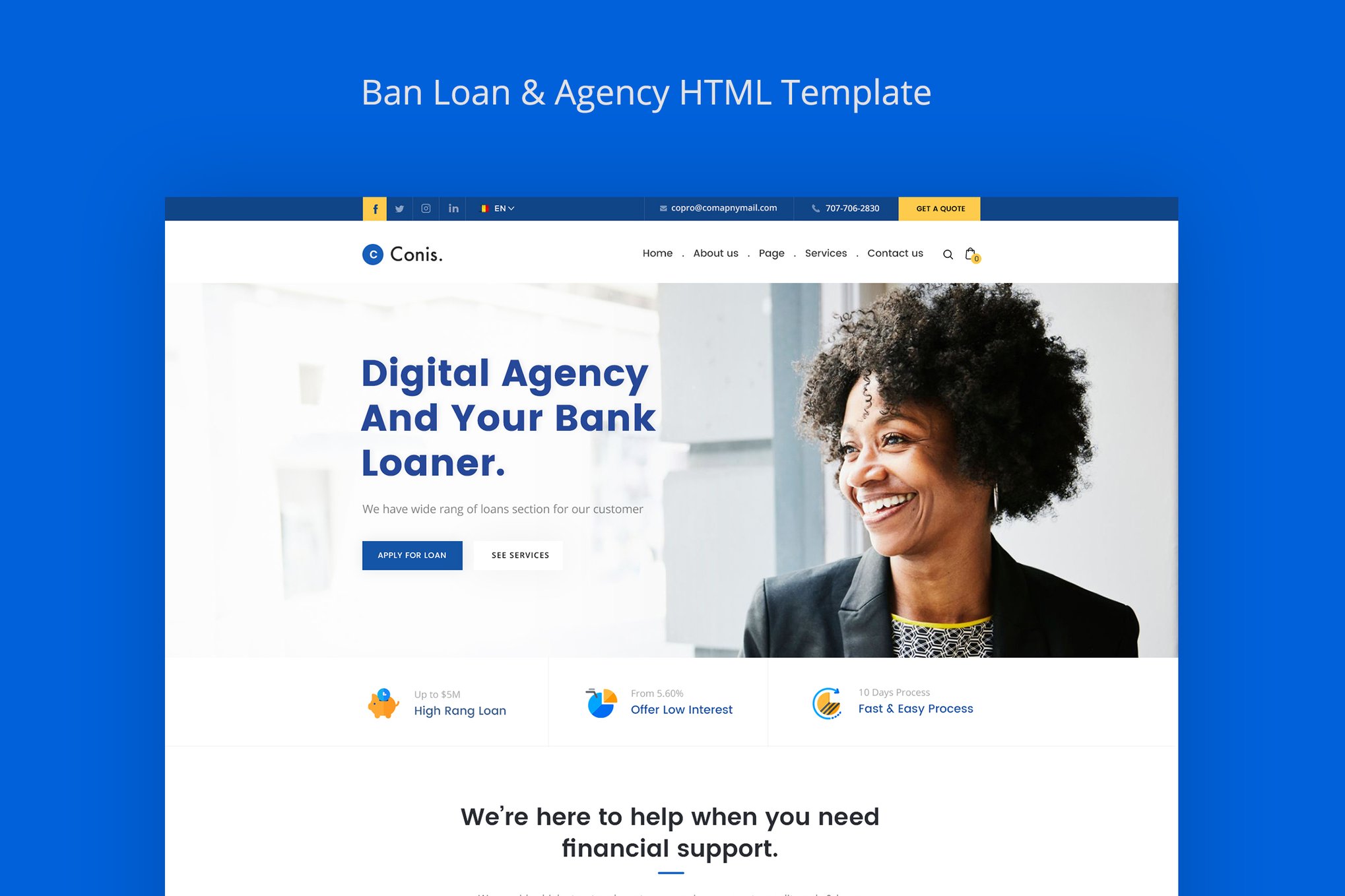 Imagen de portada de Conis - Business And Finance HTML Template (plantilla web)