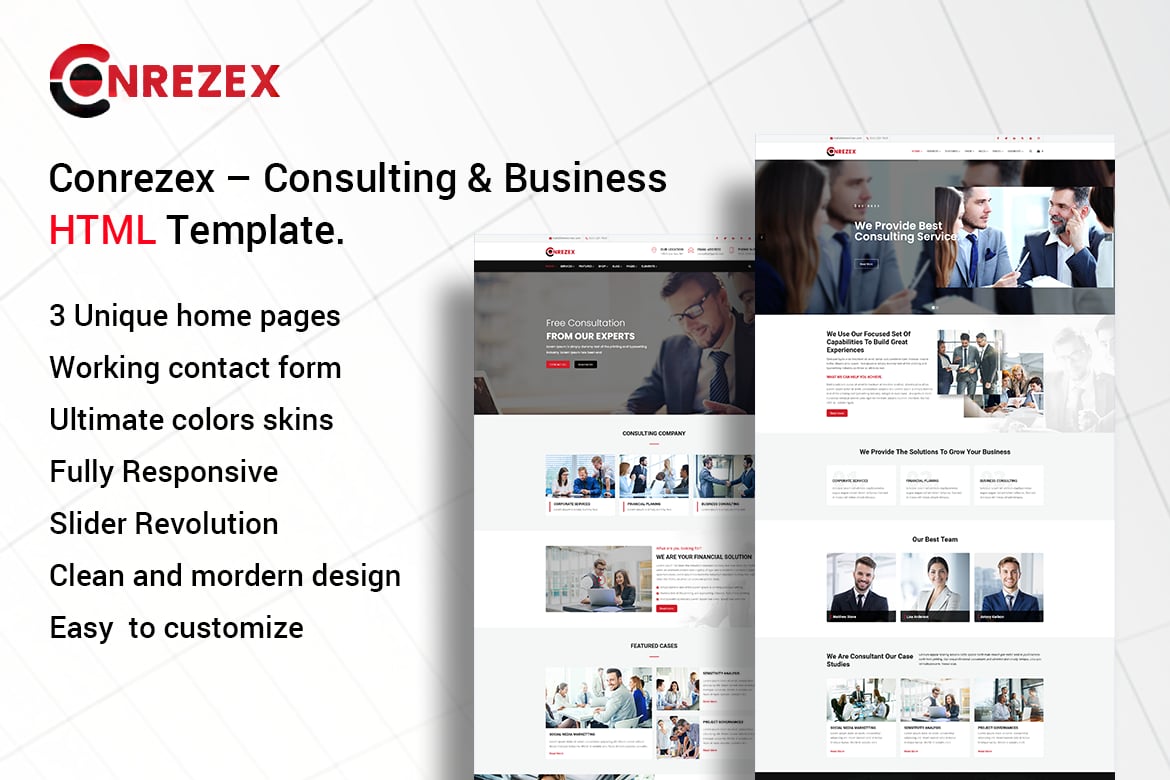 Imagen de portada de Conrezex – Consulting & Business HTML Template (plantilla web)