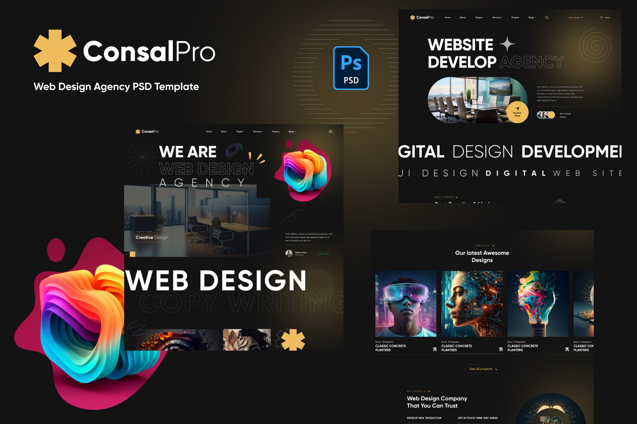 Imagen de portada de ConsalPro - Web Design Agency PSD Template (plantilla web)