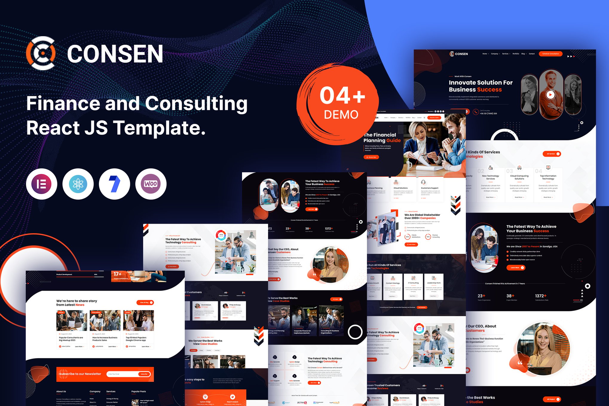Imagen de portada de Consen – Finance and Consulting React JS Template. (plantilla web)