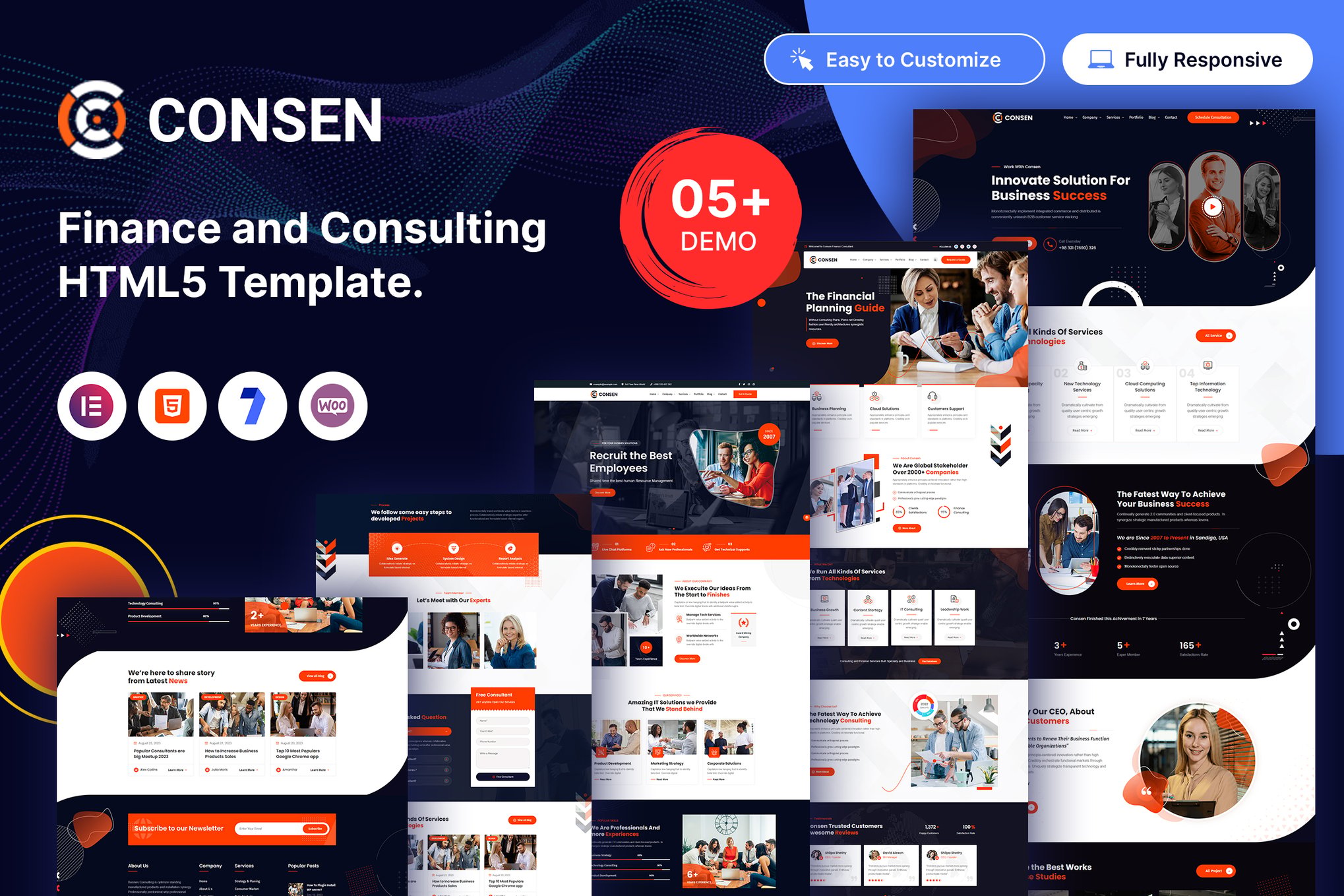 Imagen de portada de Consen – Finance and Consulting Template. (plantilla web)