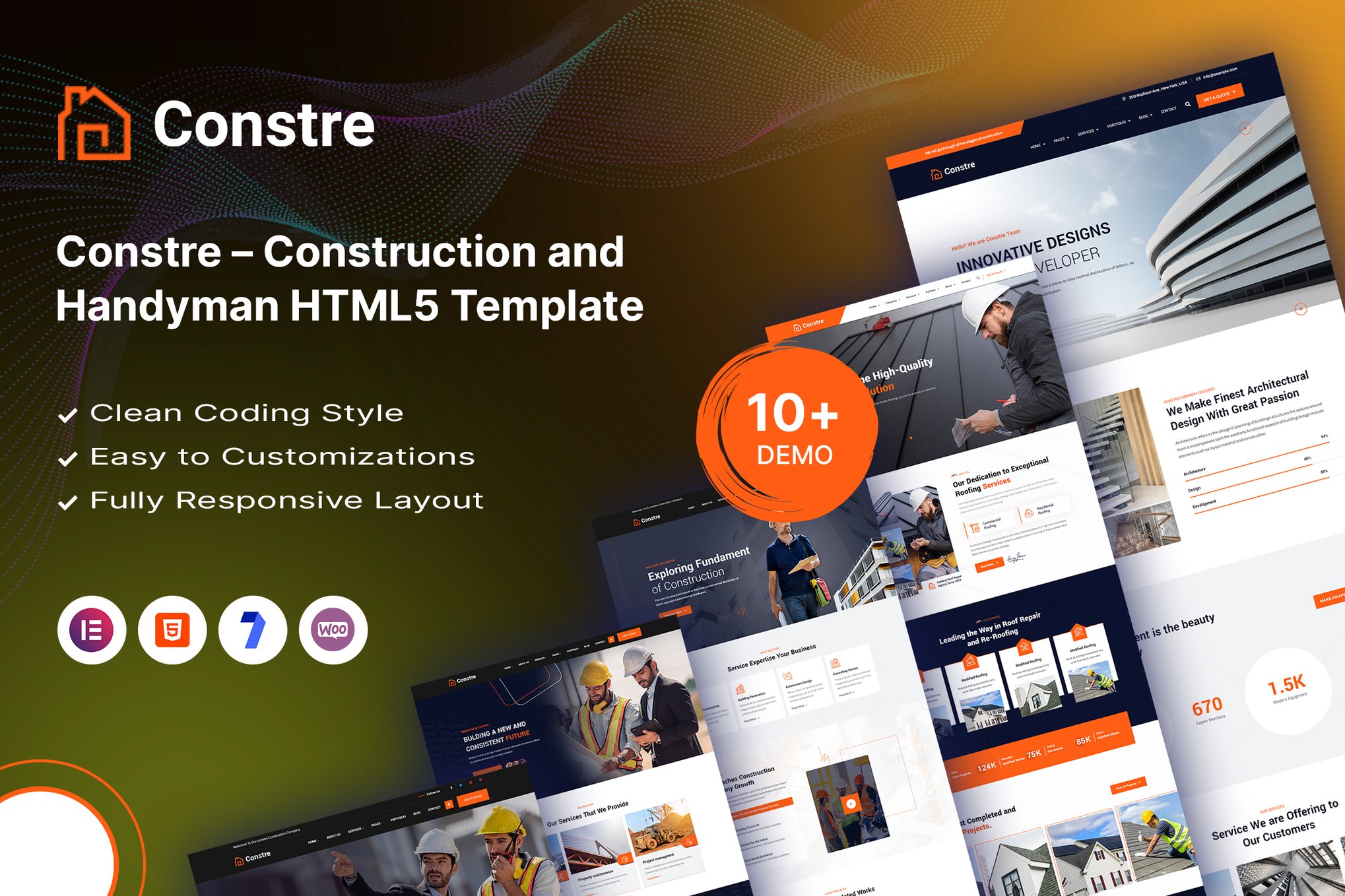 Imagen de portada de Constre – Construction and Handyman HTML5 Template (plantilla web)