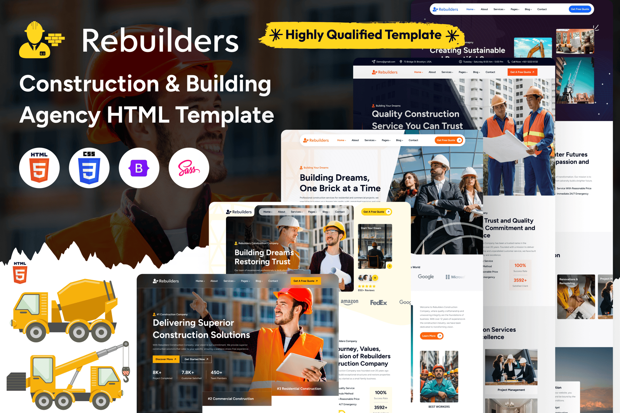 Imagen de portada de Construction & Building Agency HTML Template (plantilla web)