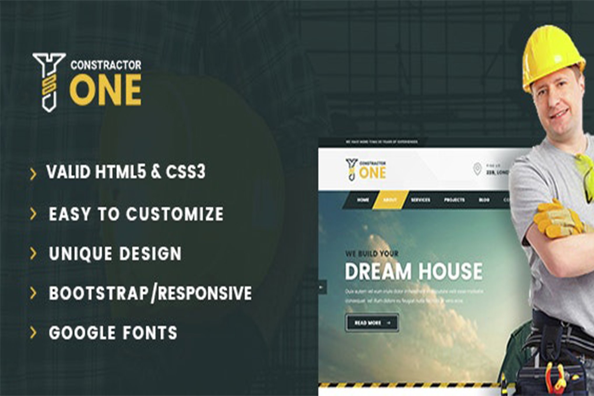 Imagen de portada de Construction & Home Renovation HTML5 Template (plantilla web)