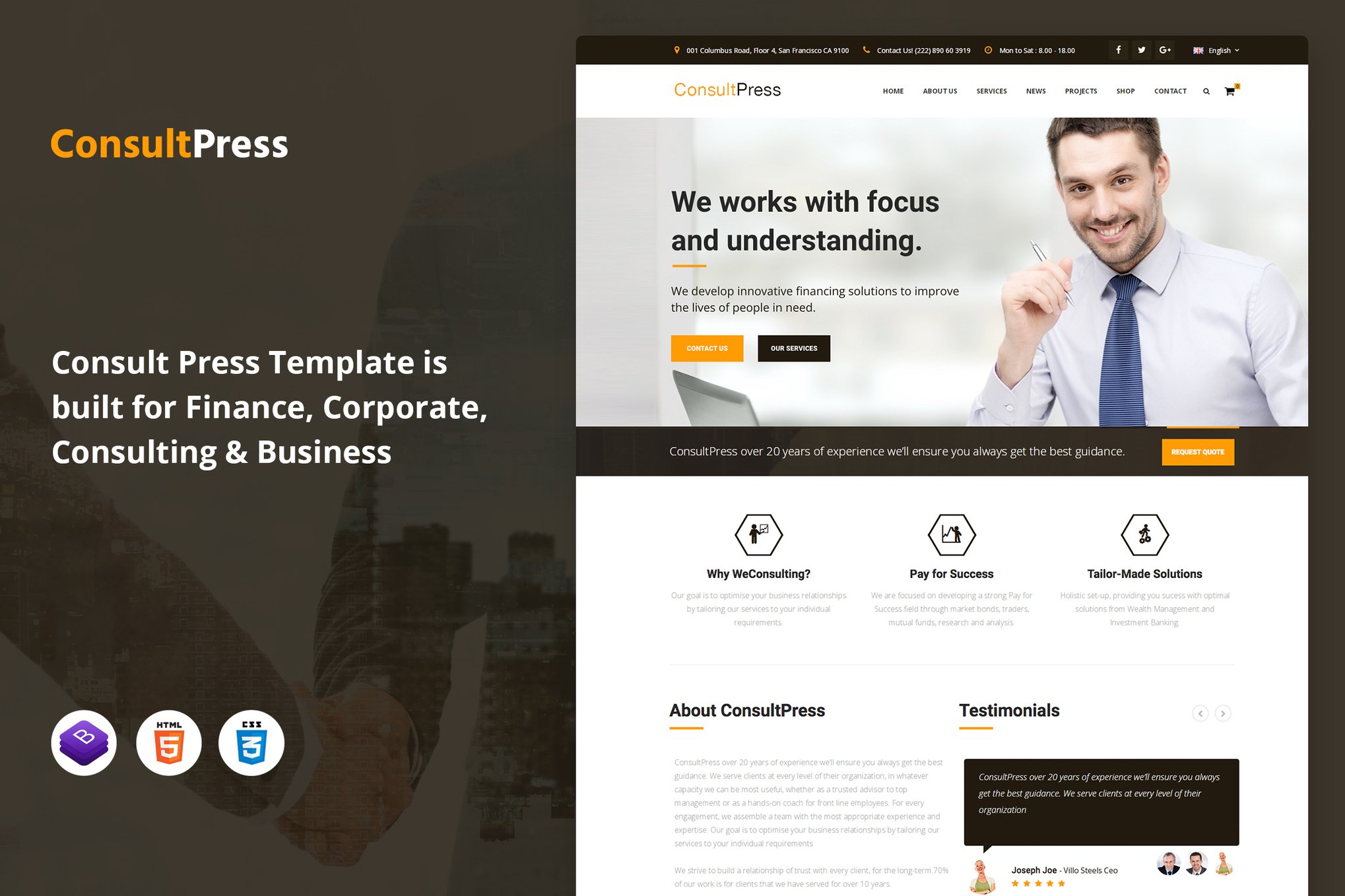 Imagen de portada de ConsultPress - Finance & Consulting HTML Template (plantilla web)