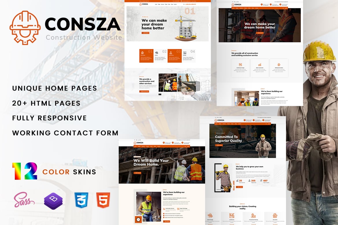 Imagen de portada de Consza - Construction & Architecture Template (plantilla web)
