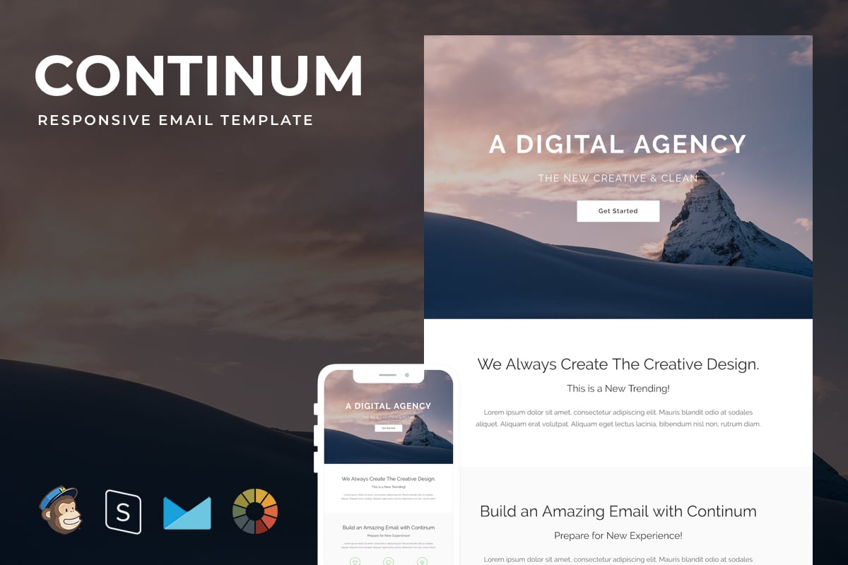 Imagen de portada de Continum - Responsive Email + StampReady Builder (plantilla web)