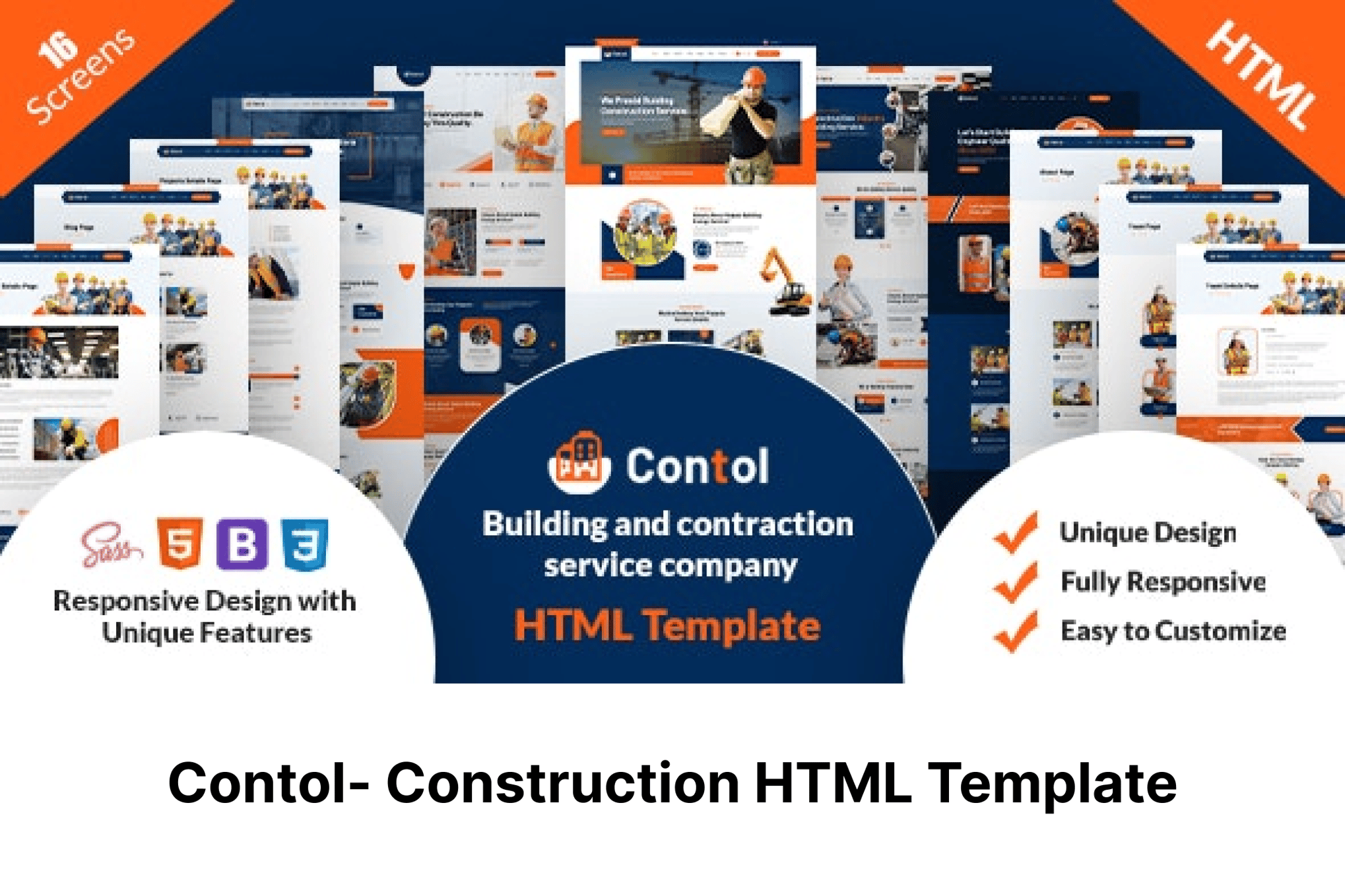 Imagen de portada de Contol- Construction HTML Template (plantilla web)