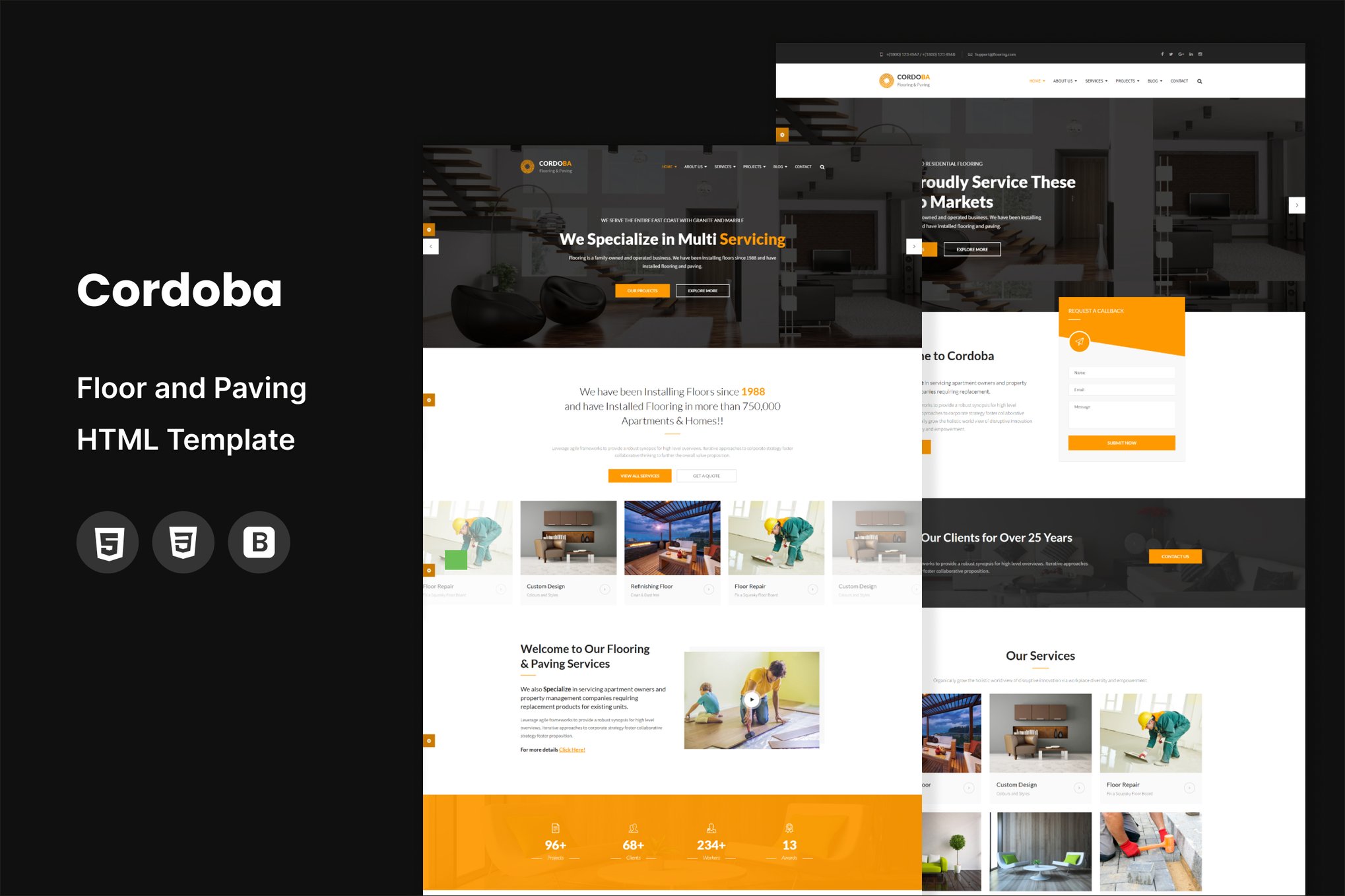 Imagen de portada de Cordoba : Floor and Paving Service HTML Template (plantilla web)