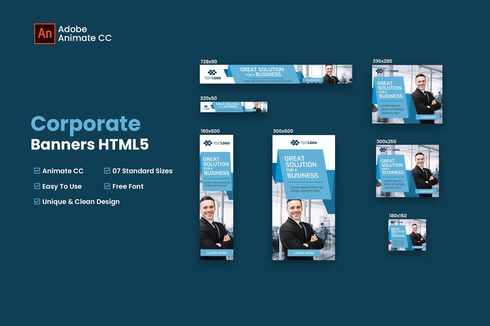 Imagen de portada de Corporate Business Banners HTML5 - Animate CC (plantilla web)