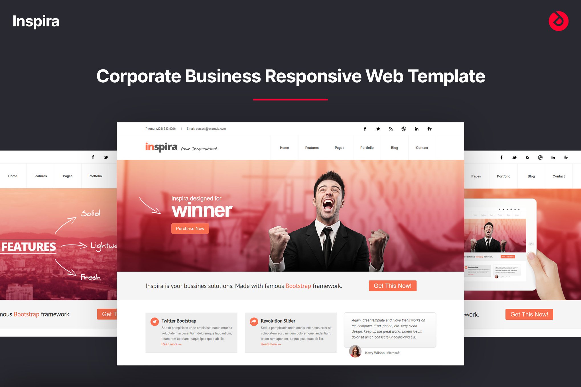 Imagen de portada de Corporate Business Responsive Template - Inspira (plantilla web)